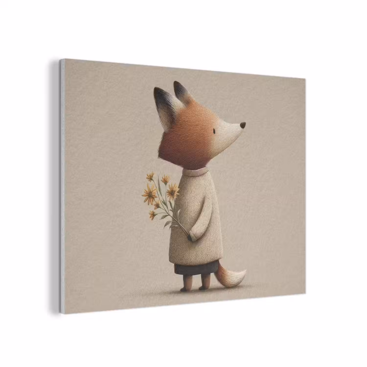 Vos - Gele bloemen - Minimalistisch PET vilt klein -3d