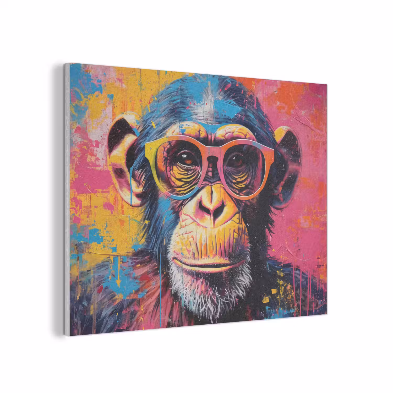 Graffiti - Chimpansee - Aap - Bril - Kleurrijk PET vilt klein -3d