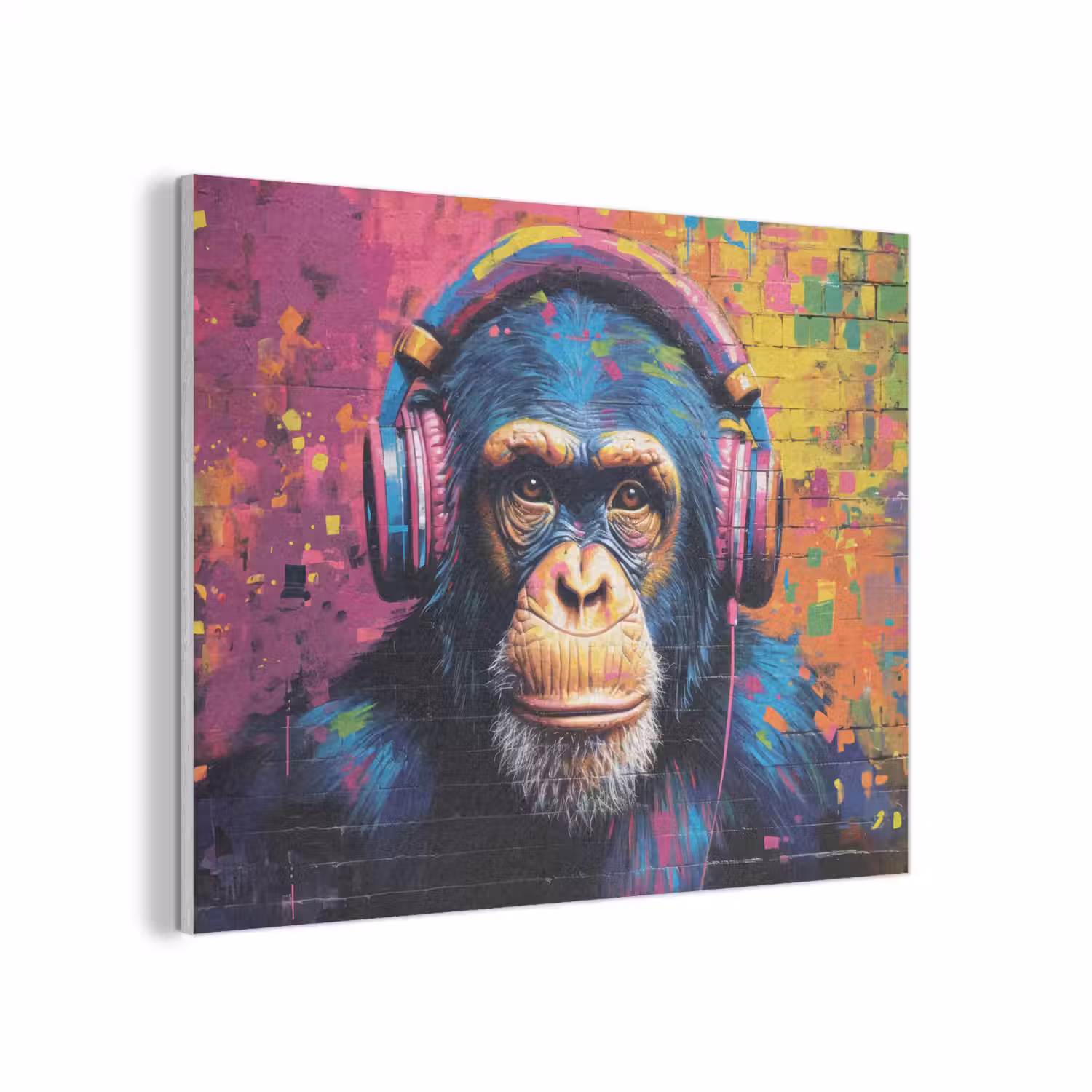 Graffiti - Chimpanzee - Street art - Koptelefoon - Aap PET vilt klein -3d
