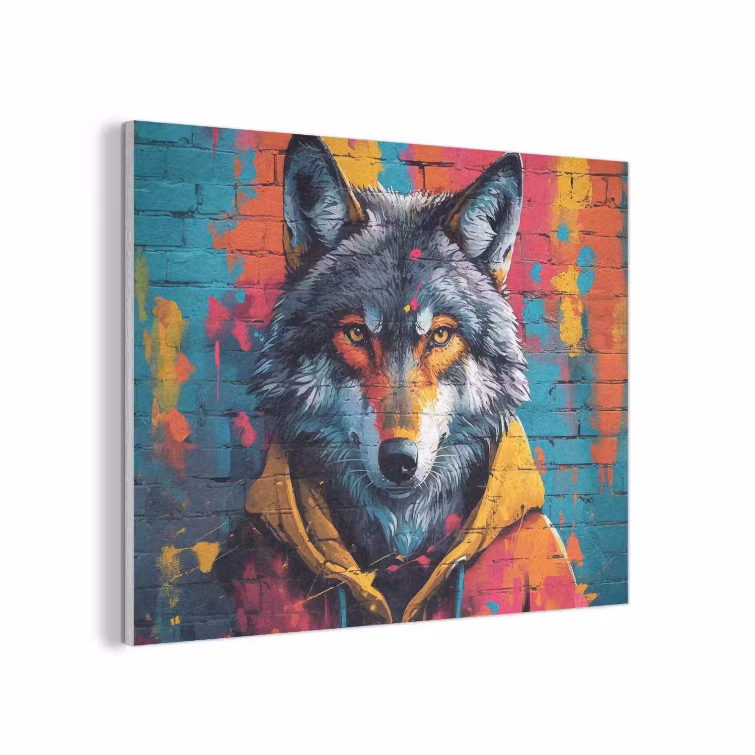 Graffiti - Wolf - Street art - Blauw PET vilt klein -3d