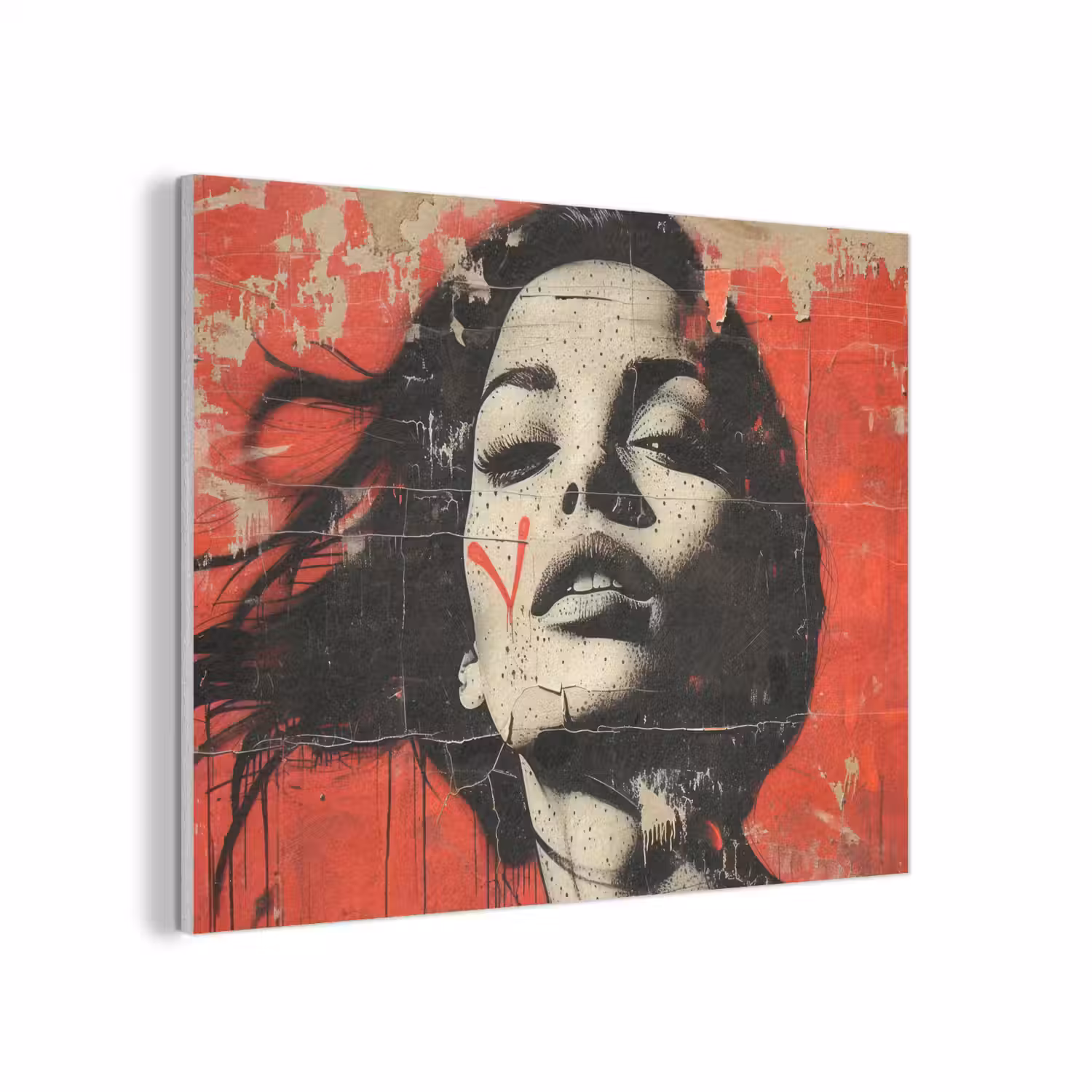 Graffiti - Vrouw - Rood - Street art - Banksy PET vilt klein -3d