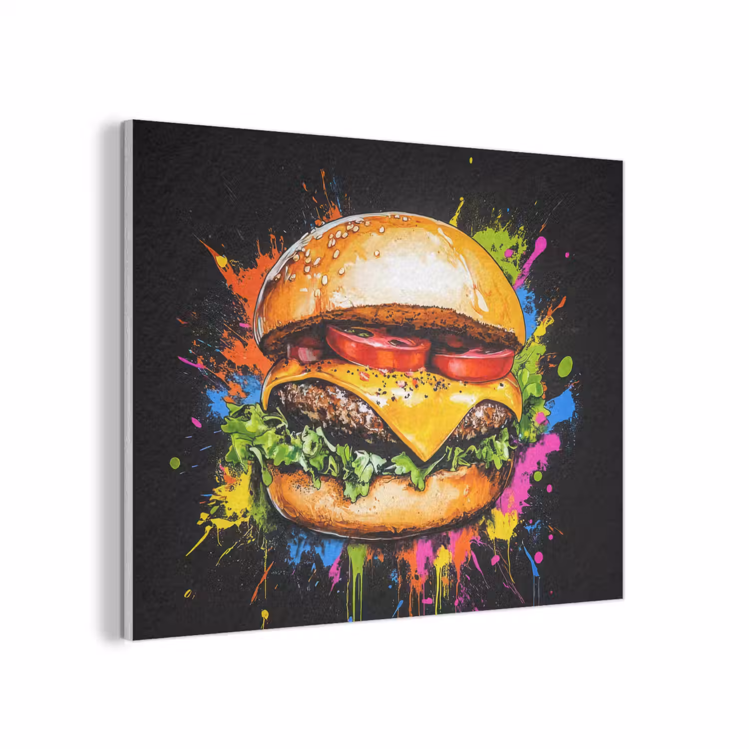 Hamburger - Graffiti - Verf - Kleurrijk - Eten - Abstract PET vilt klein -3d