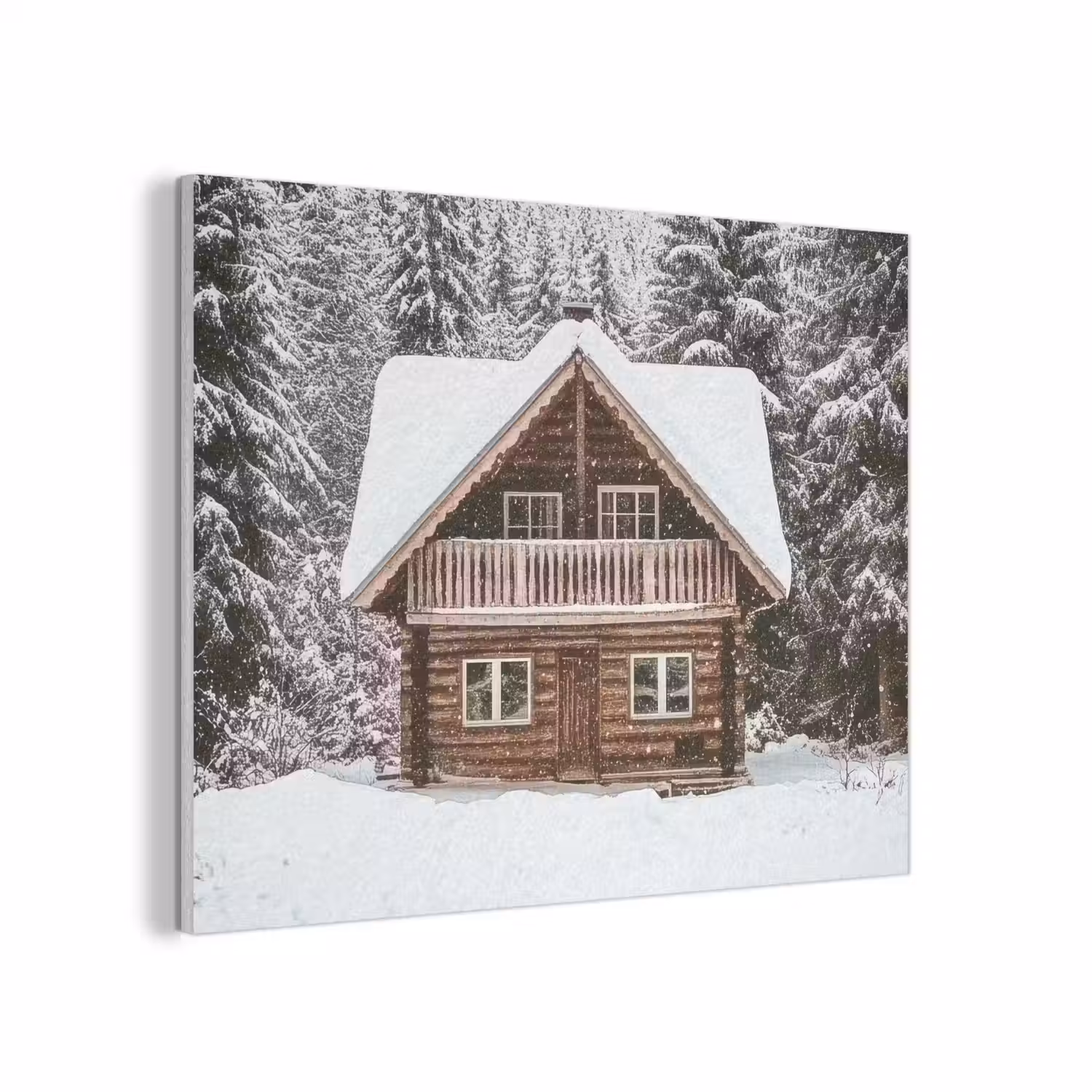 Huis - Bos - Winter - Natuur - Sneeuw PET vilt klein -3d