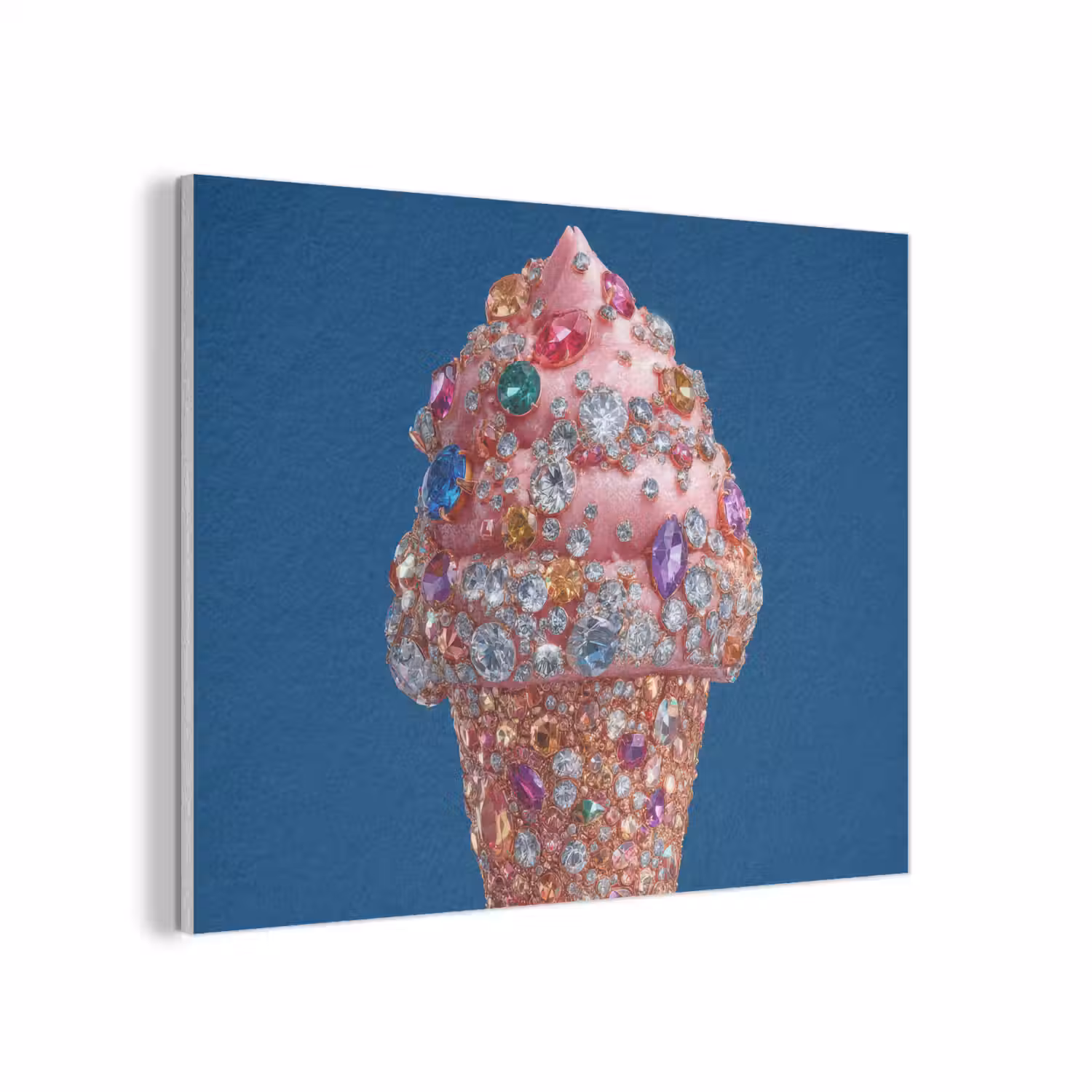 Ijsje - Hoorntje - Steentjes - Blauw PET vilt klein -3d