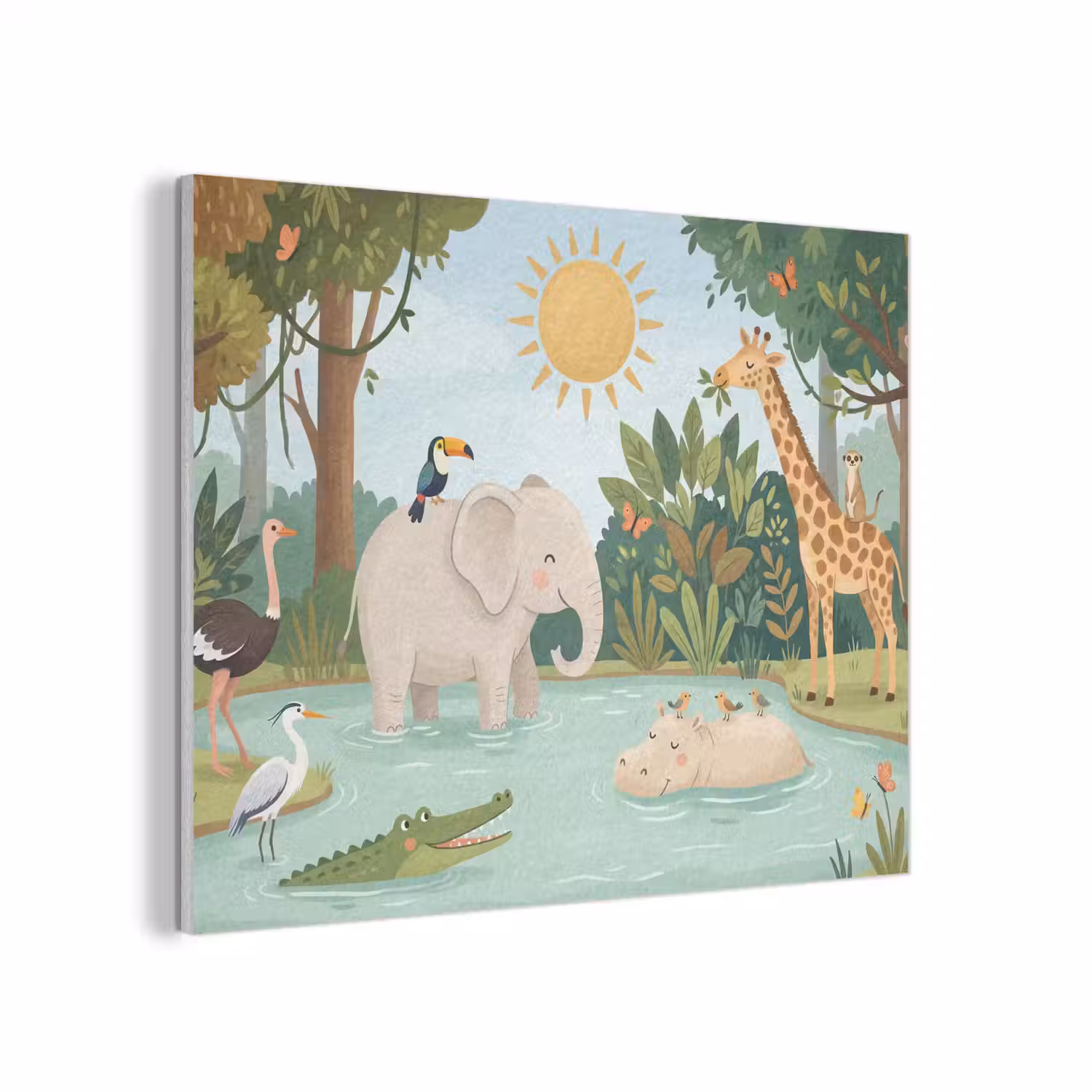 Jungle - Oase - Dieren - Kleurrijk PET vilt klein -3d