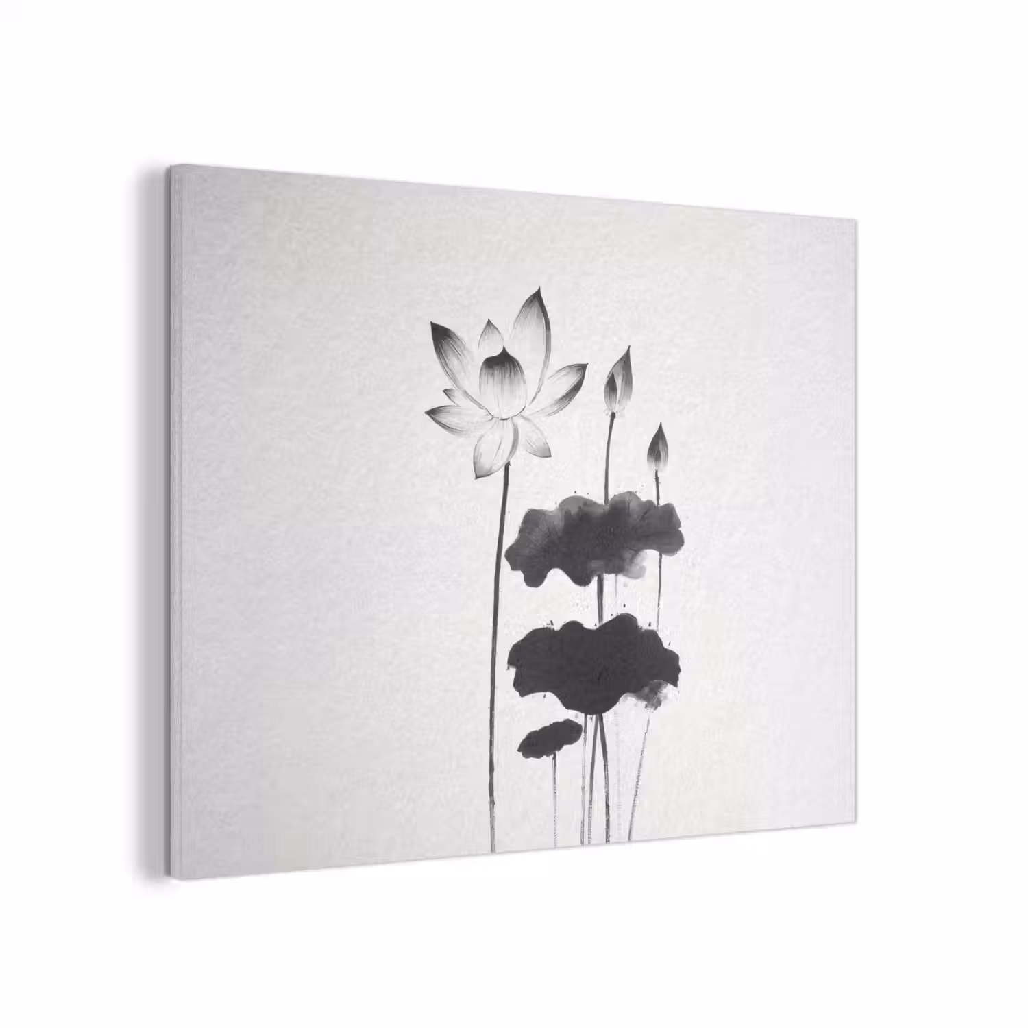 Bladeren - Zwart - Lotusbloem - Minimalitisch PET vilt klein -3d