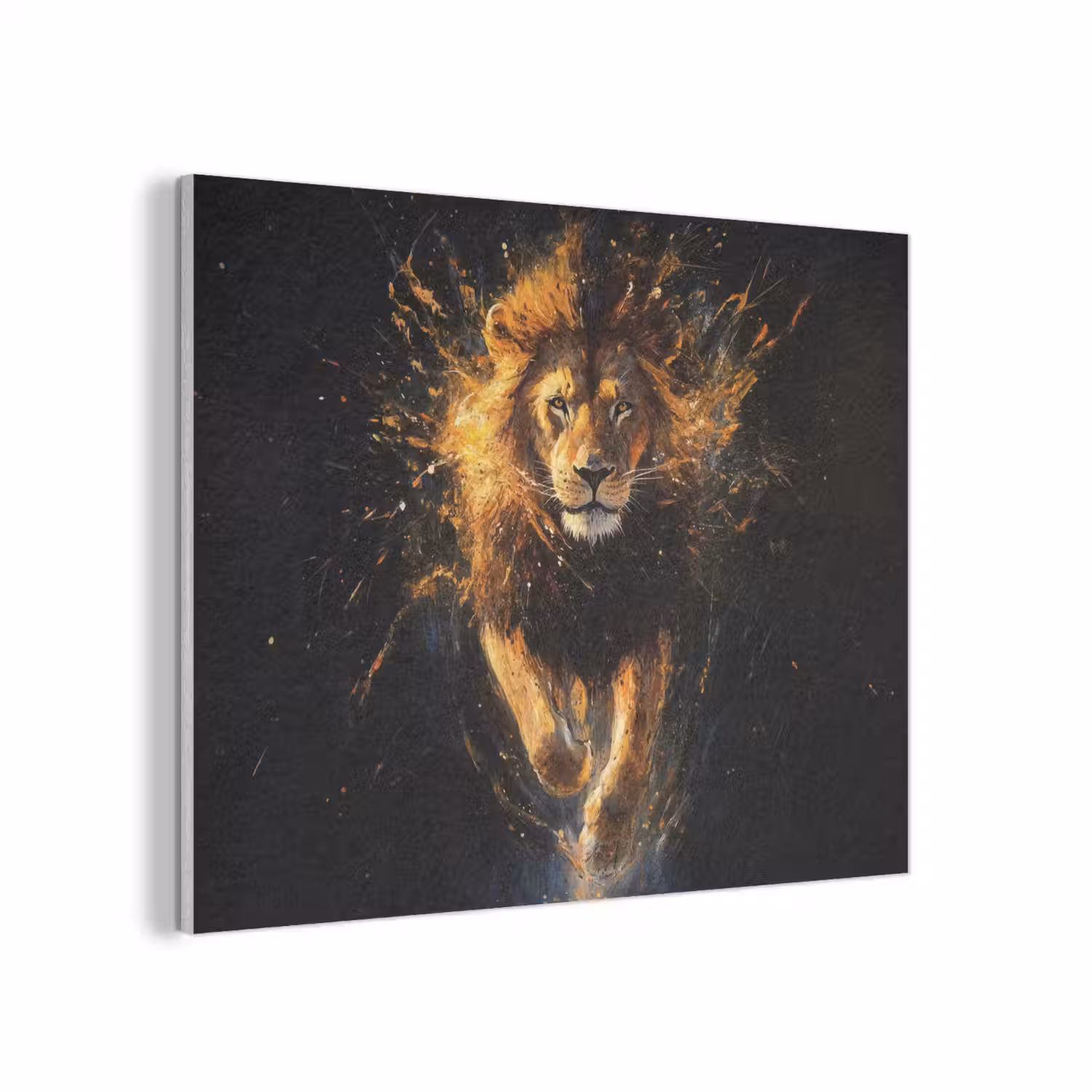 Leeuw - Zwart - Oranje - Verf PET vilt klein -3d