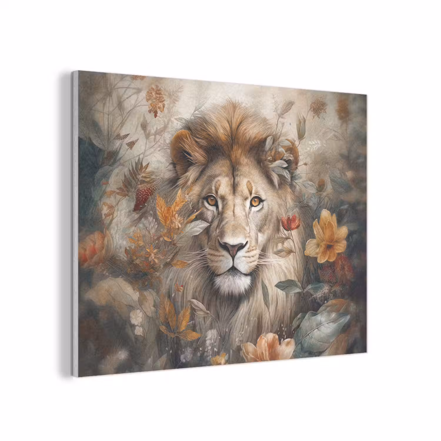 Leeuw - Wilde dieren - Planten - Natuur - Bloemen PET vilt klein -3d