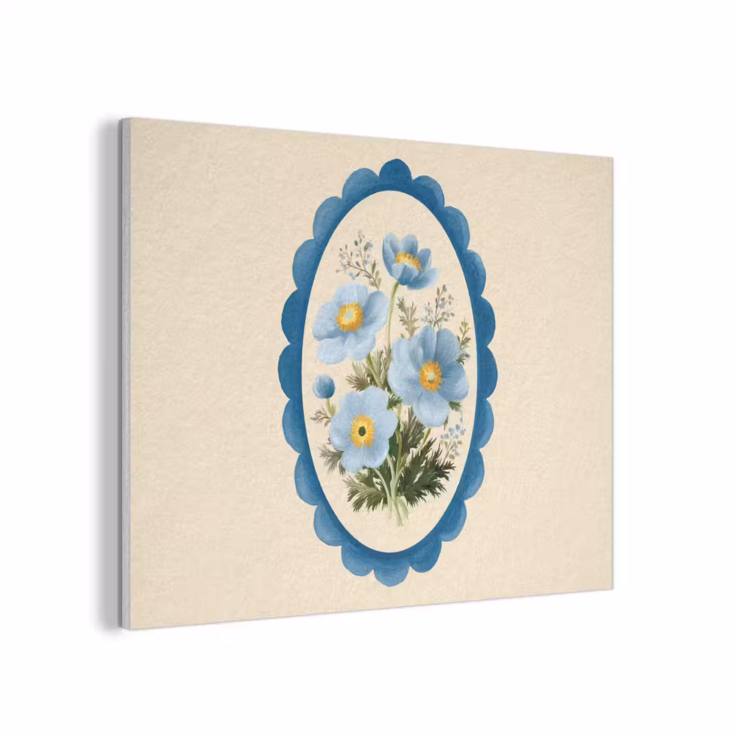 Lijst - Bloemen - Lichtblauw - Illustratie PET vilt klein -3d
