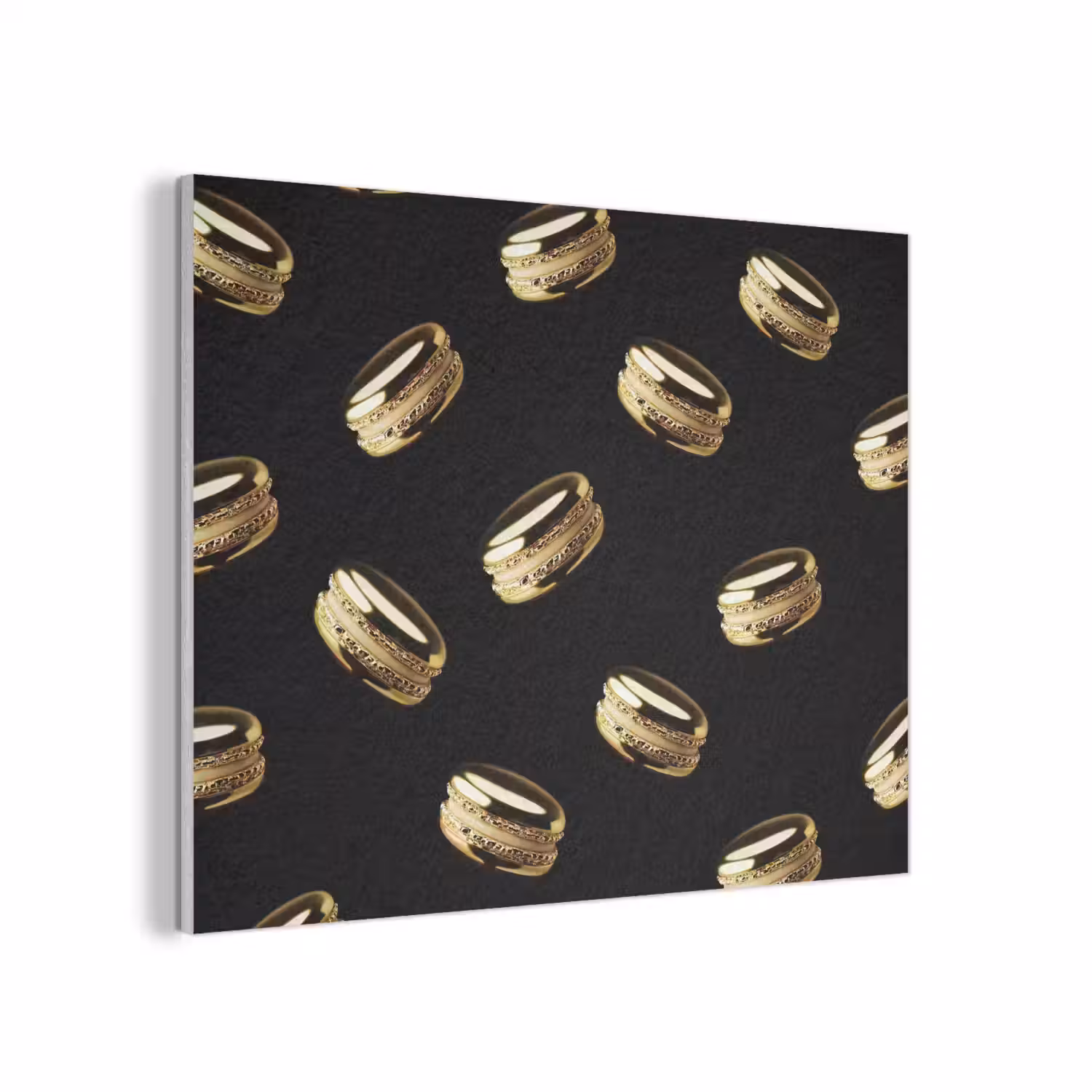 Macarons - Patroon - Goud - Zwart PET vilt klein -3d