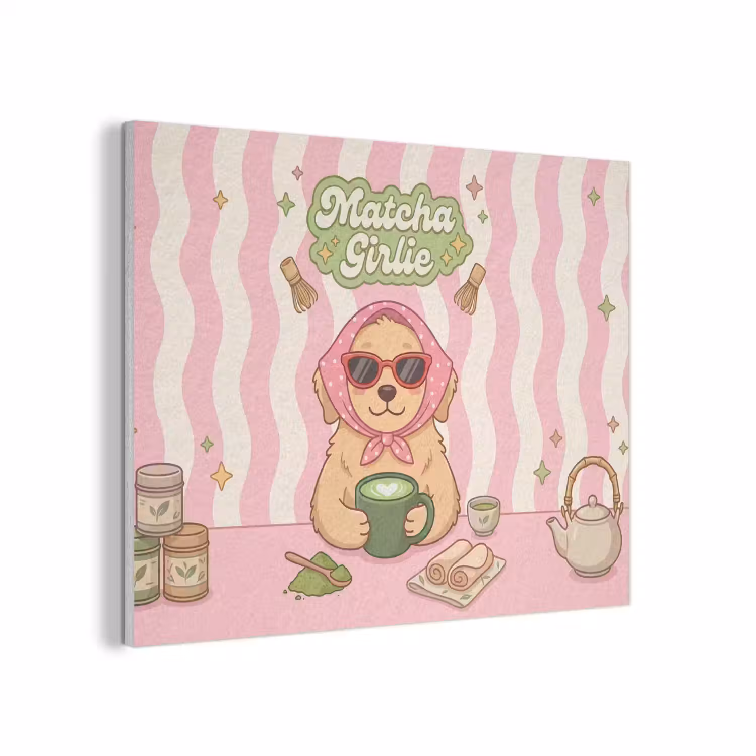 Matcha - Hond - Roze - Groen PET vilt klein -3d