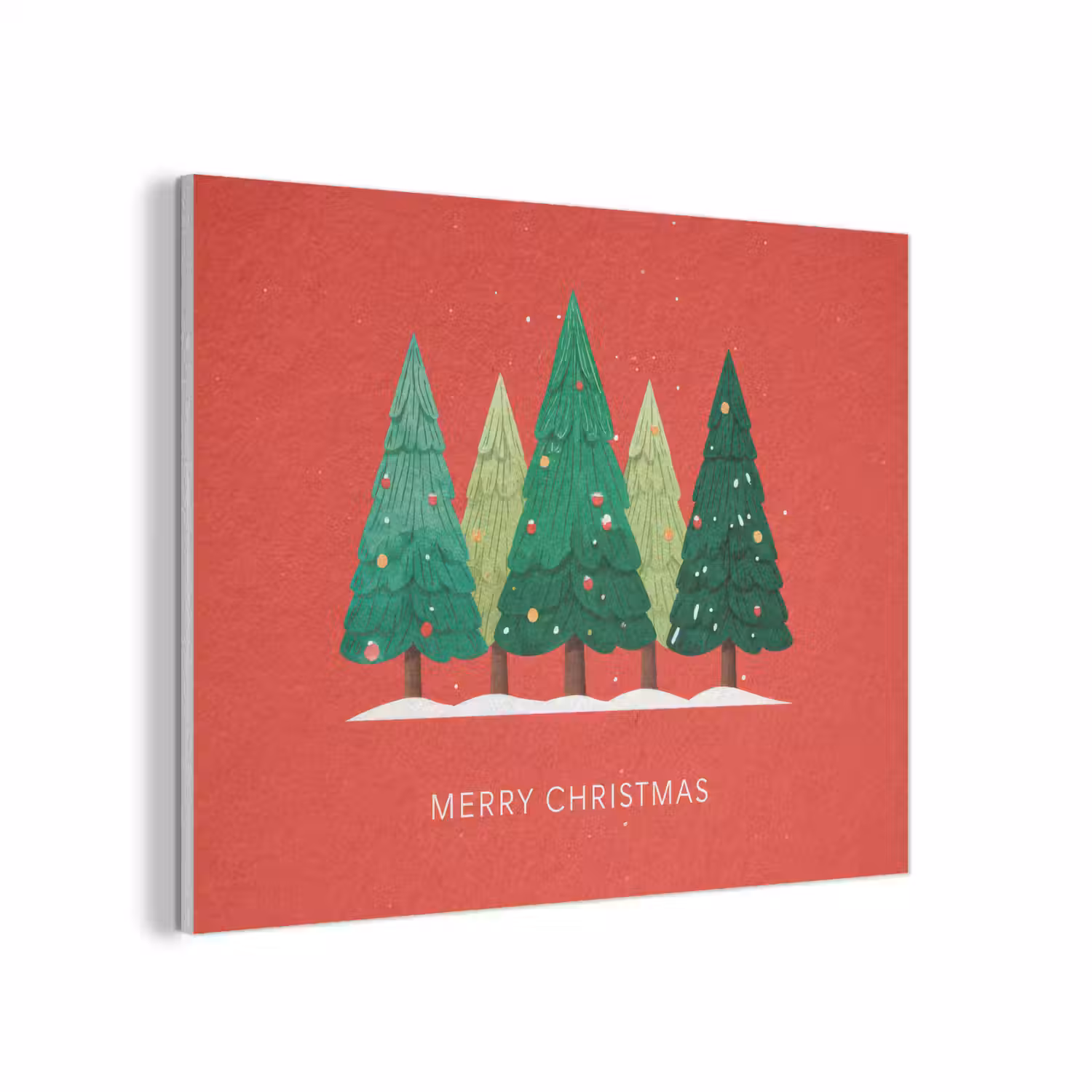 Minimalistisch - Kerstbomen - Rood - Sneeuw PET vilt klein -3d