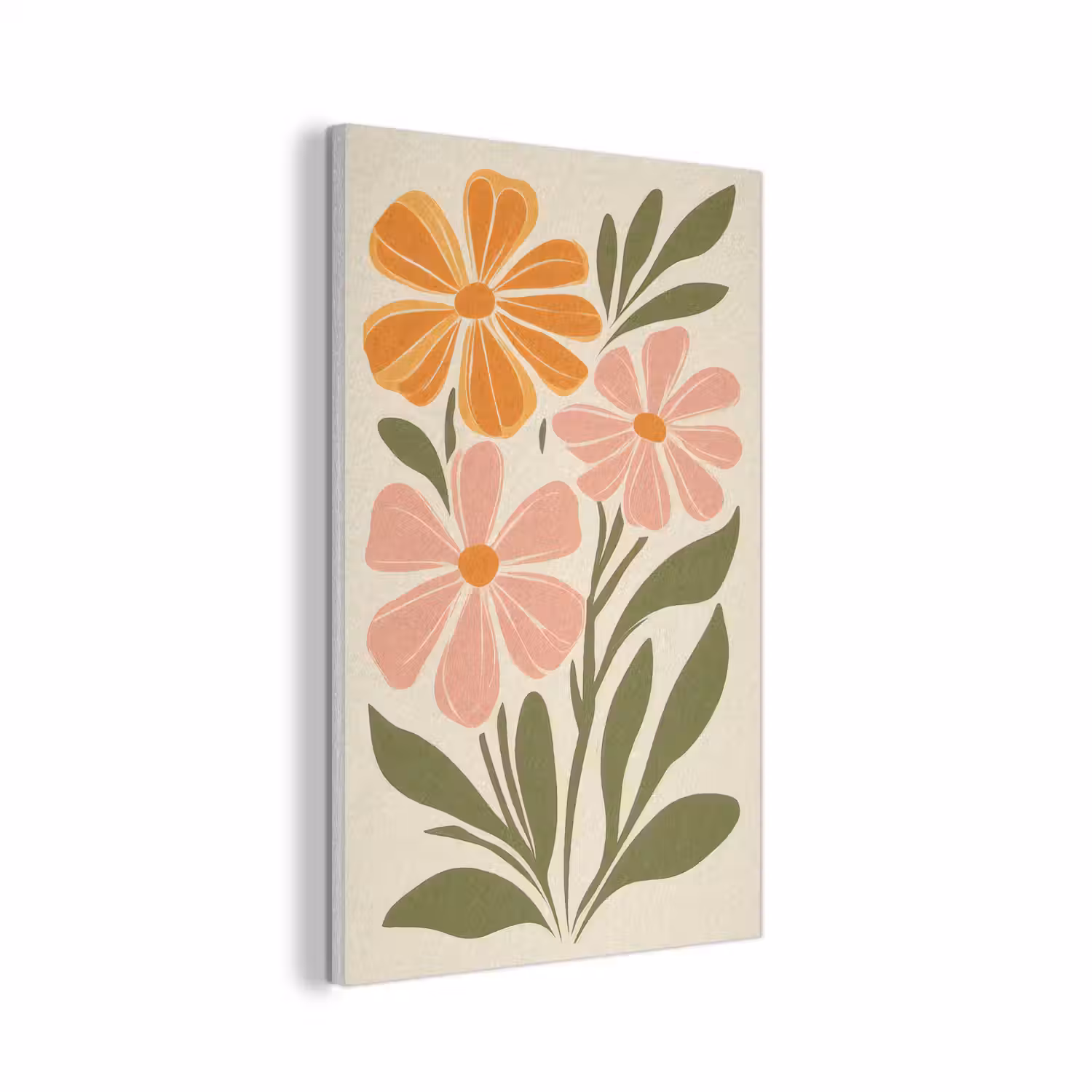 Minimalistisch - Bloemen - Bladeren - Roze PET vilt middel -3d