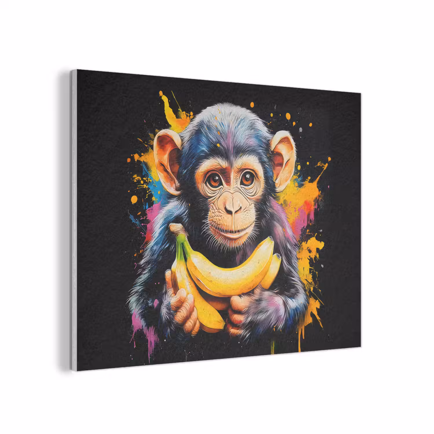 Aap - Graffiti - Kleurrijk - Bananen - Modern PET vilt klein -3d