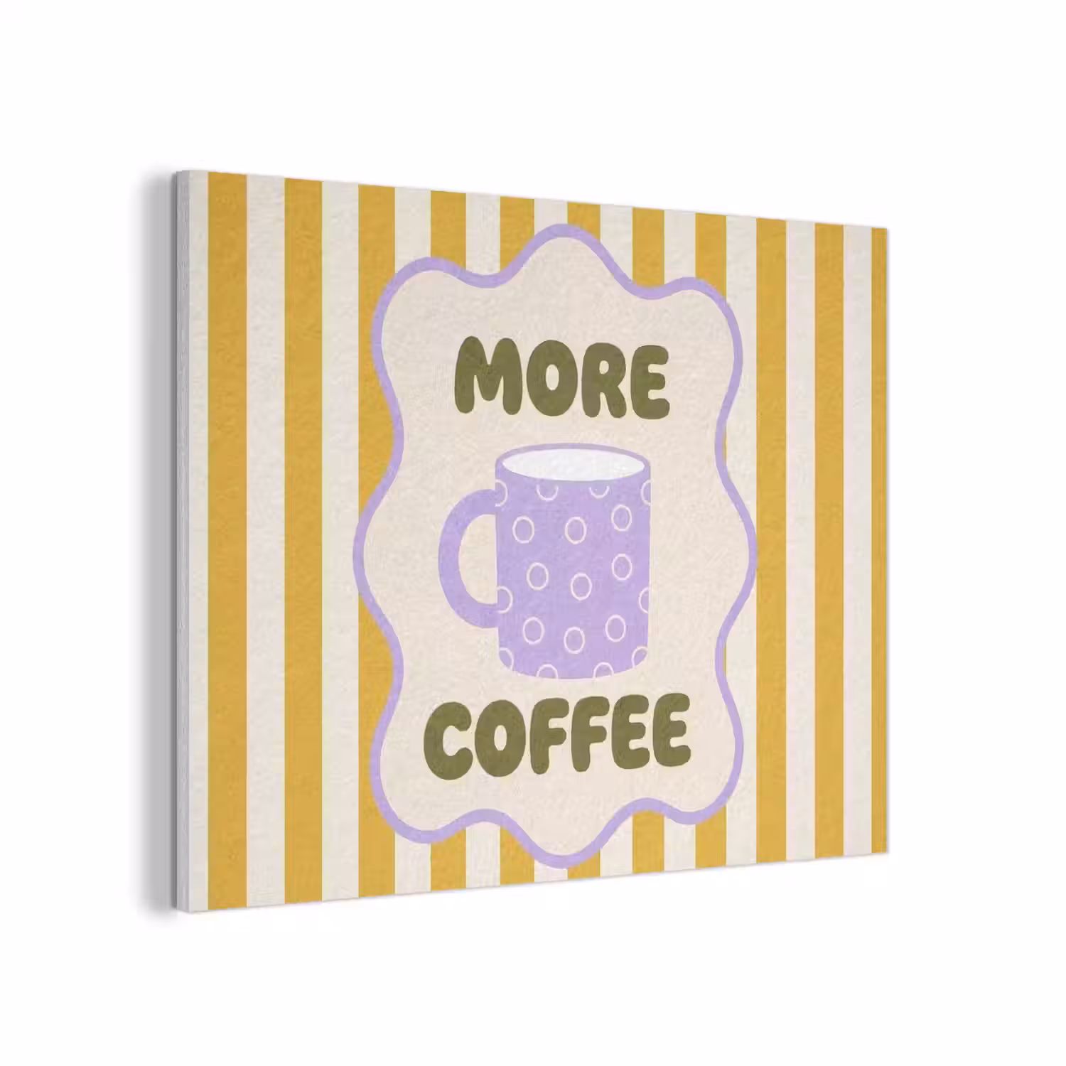 More coffee - Geel - Paars - Strepen - Mok PET vilt klein -3d
