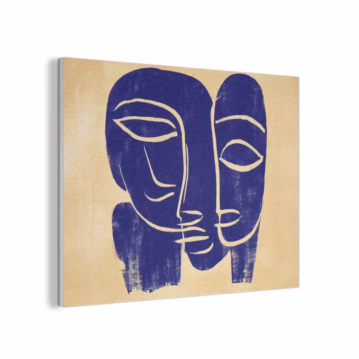 Okergeel - Blauw - Eenvoudige lijnen PET vilt klein -3d