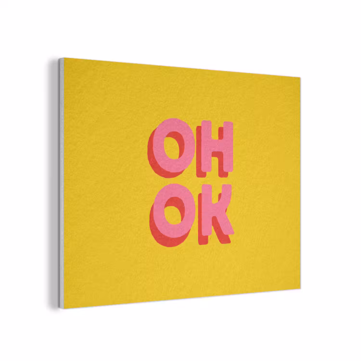 Oh ok - 3D - Geel - Roze PET vilt klein -3d