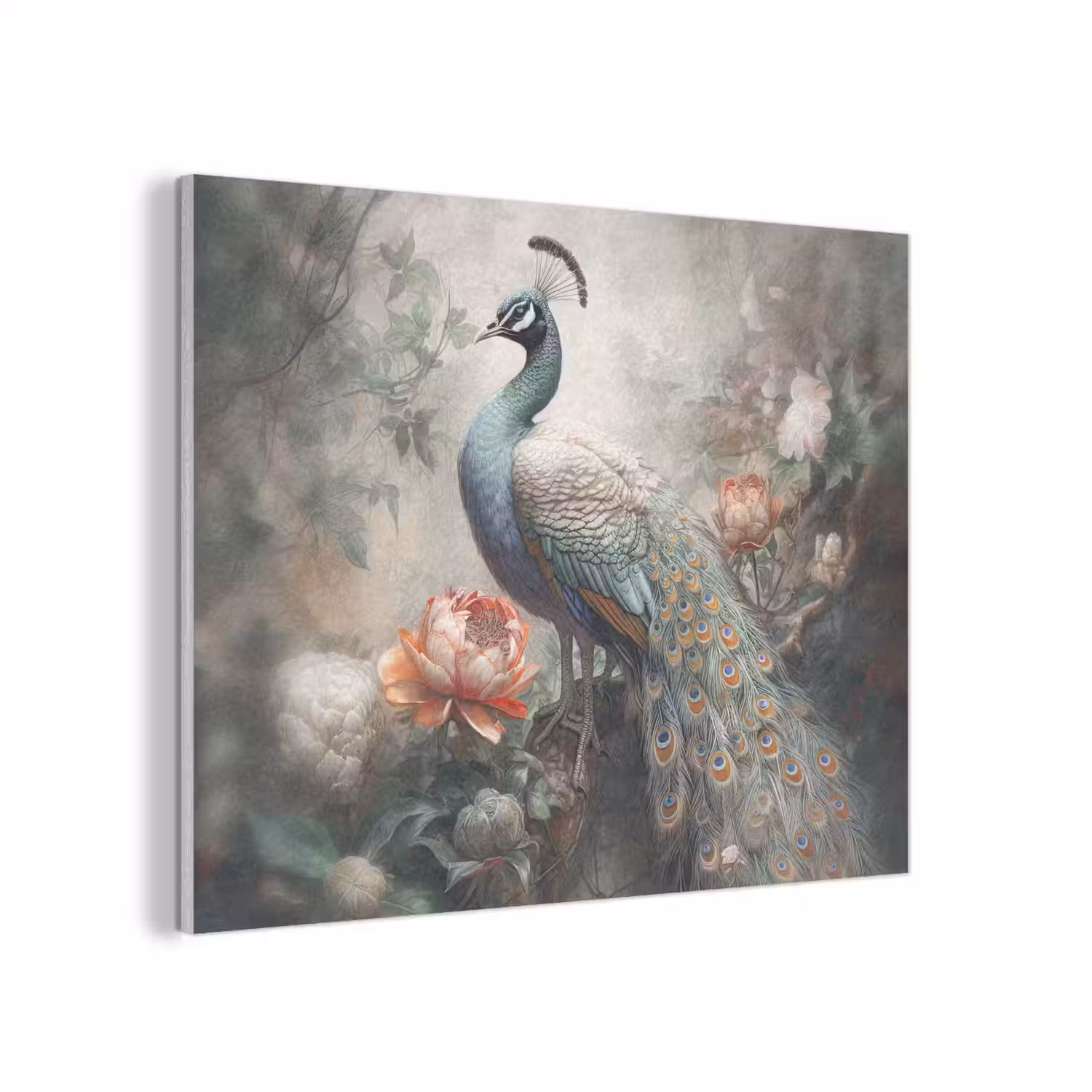 Pauw - Pauwenveren - Vogel - Jungle - Bloemen PET vilt klein -3d