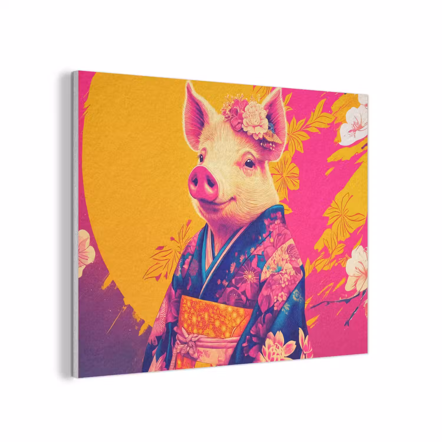 Varken - Bloemkroon - Kimono - Abstract PET vilt klein -3d