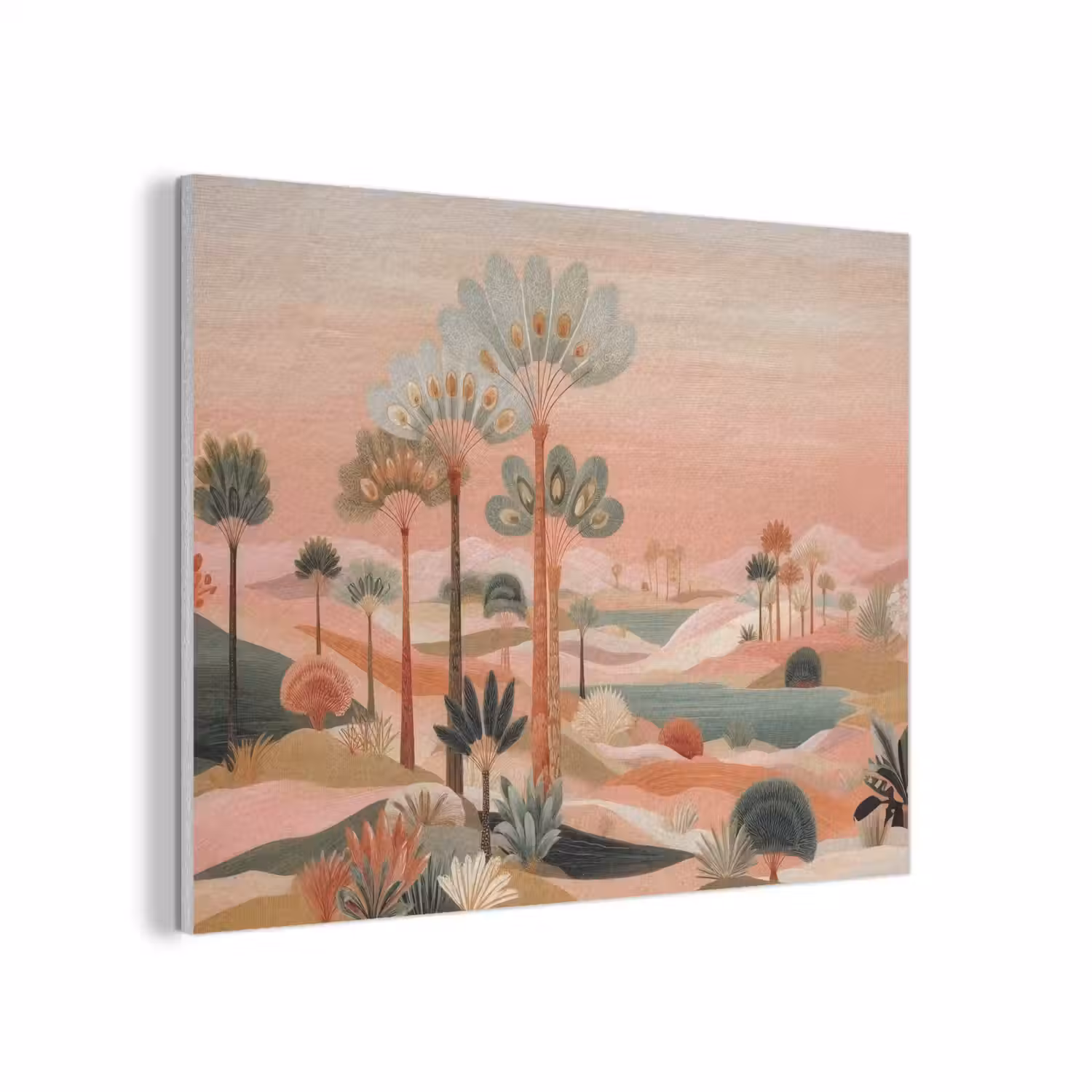 Roze landschap - Palmen - Water PET vilt klein -3d