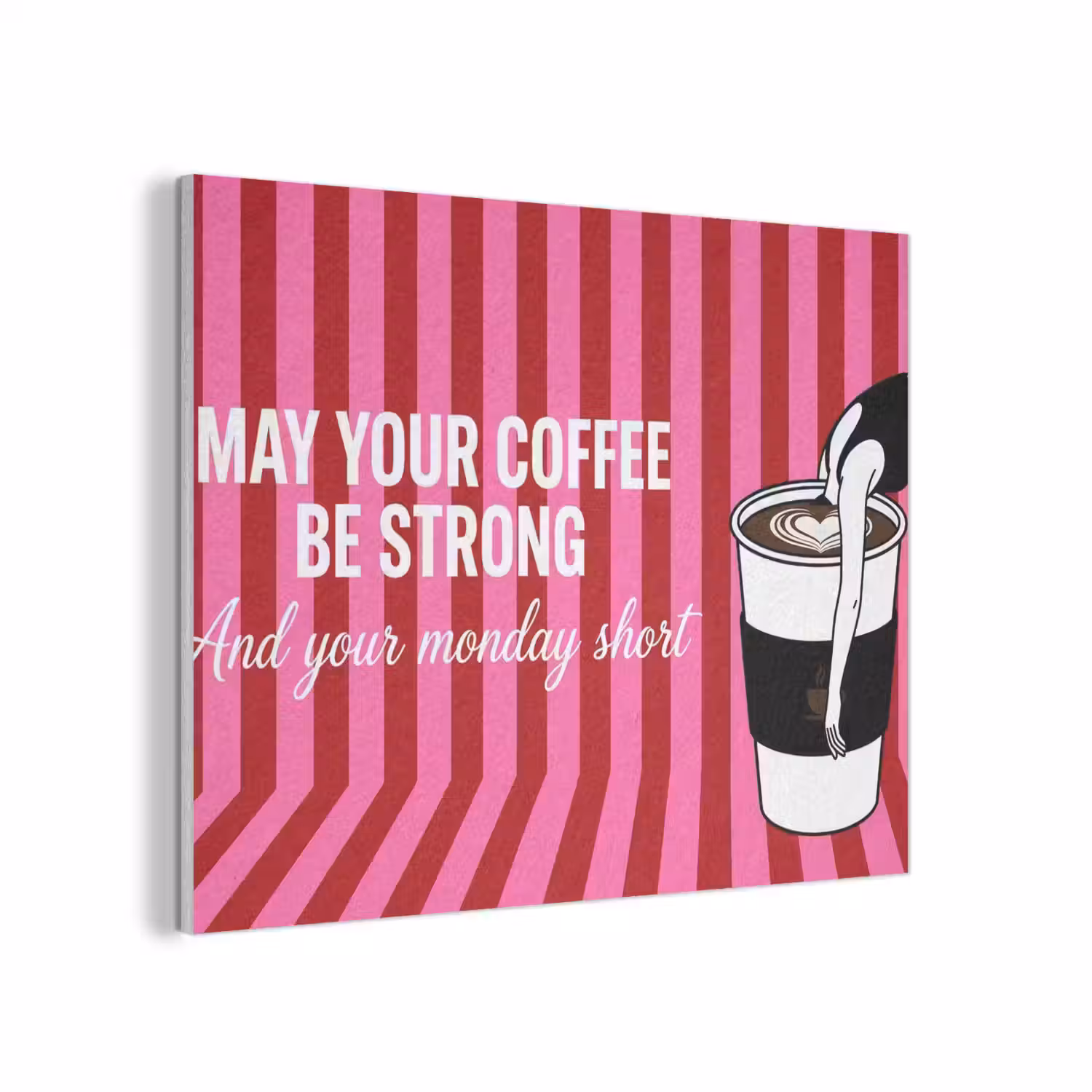 Roze - Strepen - Koffie - Maandag PET vilt klein -3d