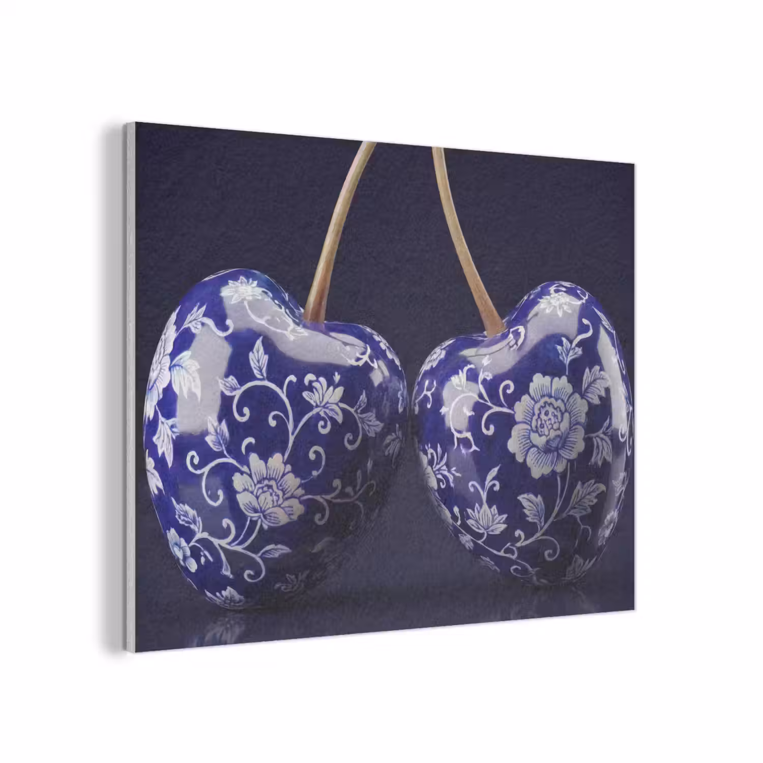Porselein- Kersen - Delfts - Blauw PET vilt klein -3d