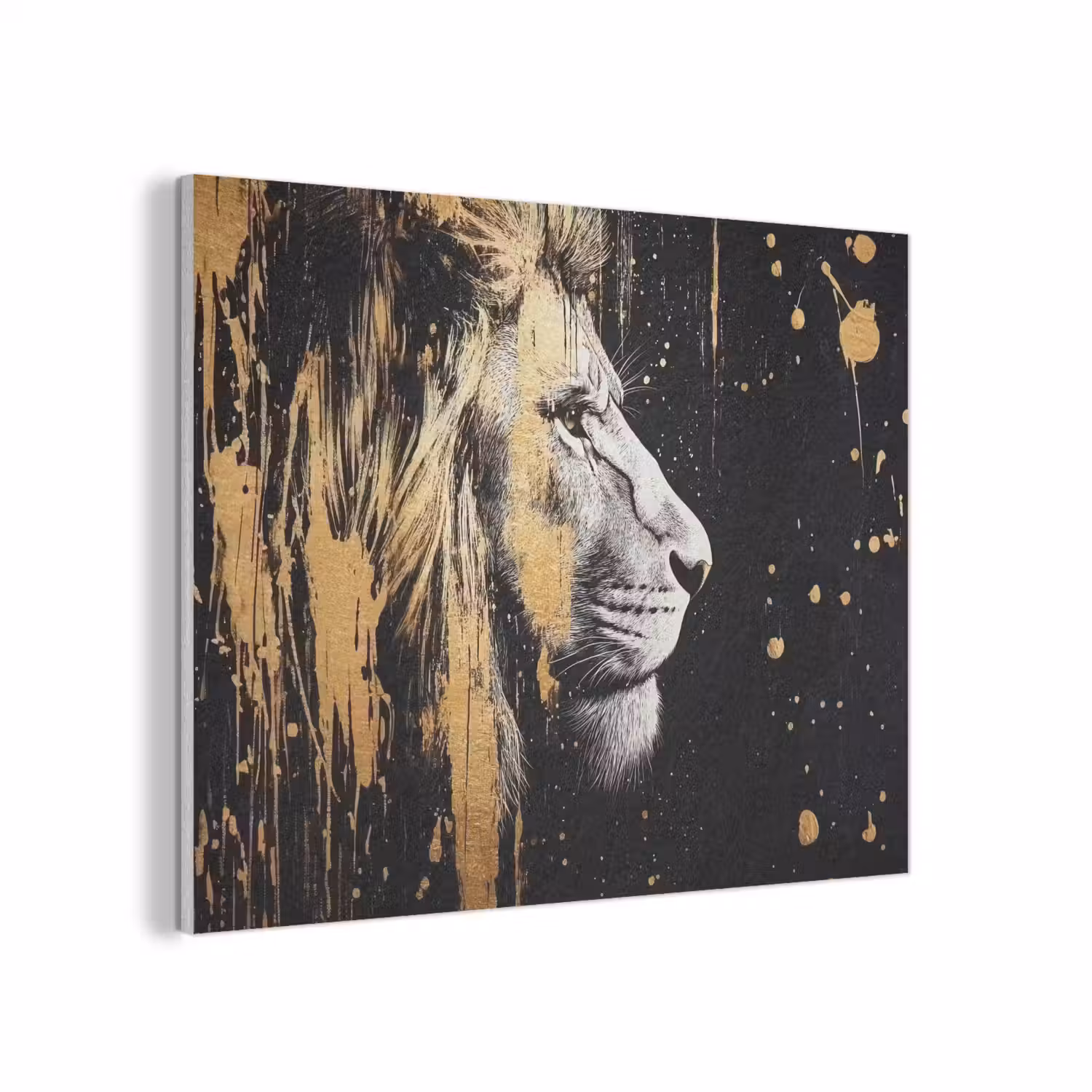 Portret - Leeuw - Abstract - Goud PET vilt klein -3d