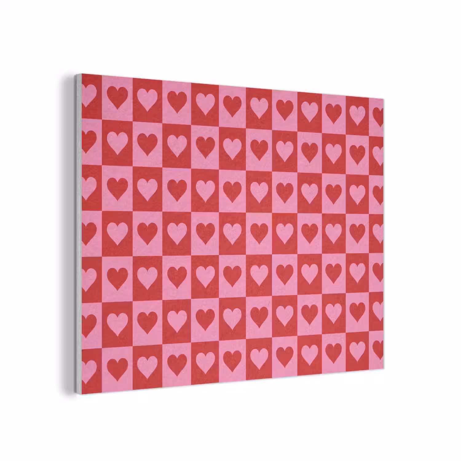 Rood - Roze - Schaakbord - Valentijn PET vilt klein -3d