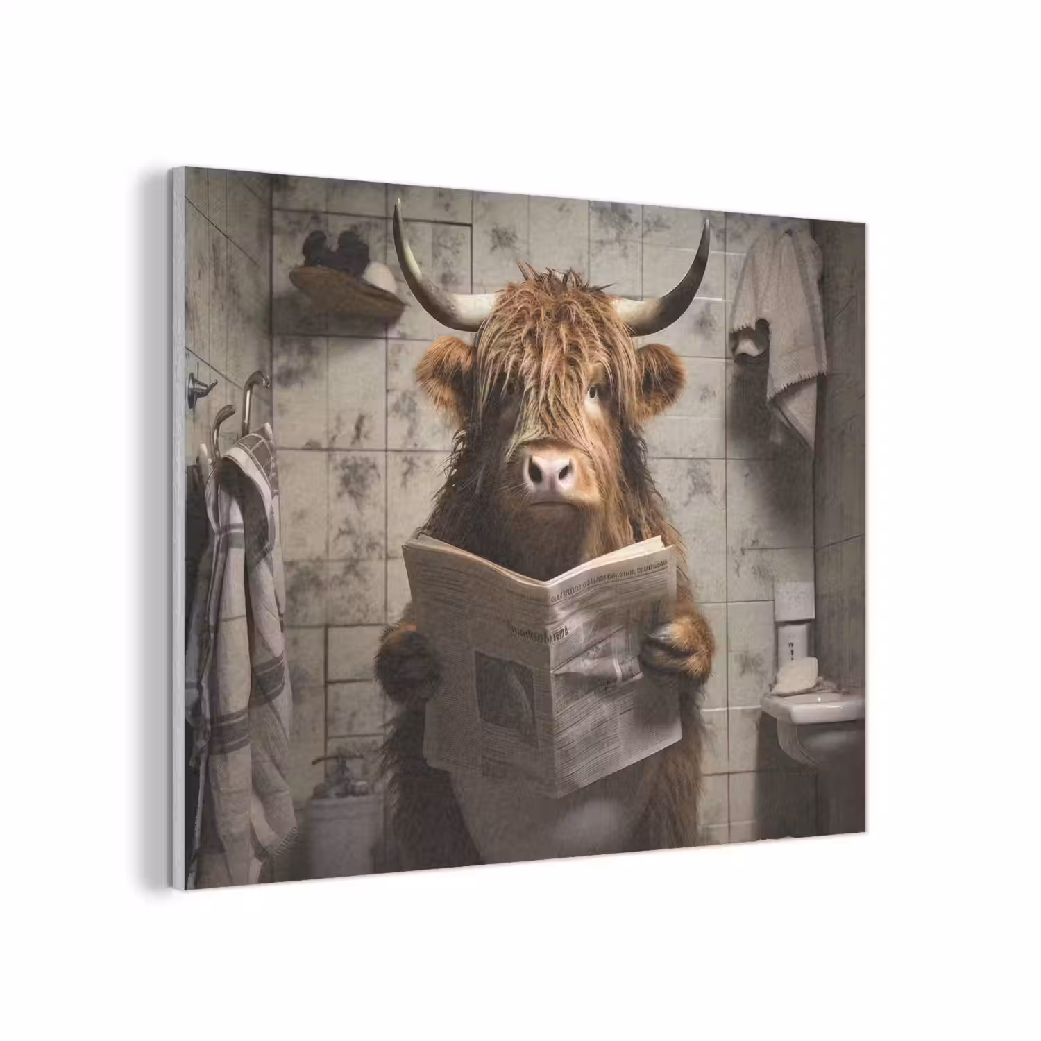 Schotse hooglander - Toilet - Krant - Badkamer PET vilt klein -3d