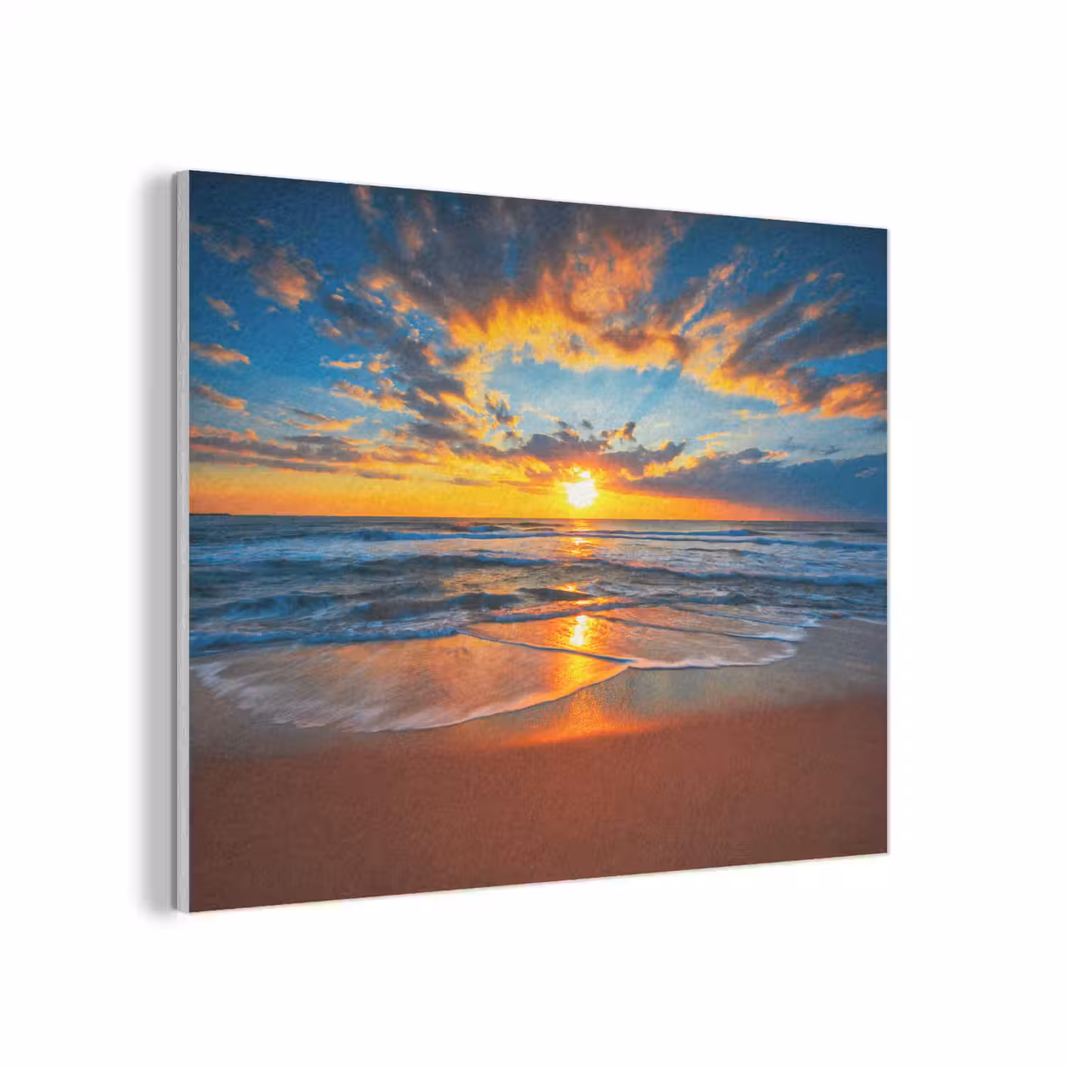 Zee - Zonsondergang - Strand - Wolken - Oranje PET vilt klein -3d