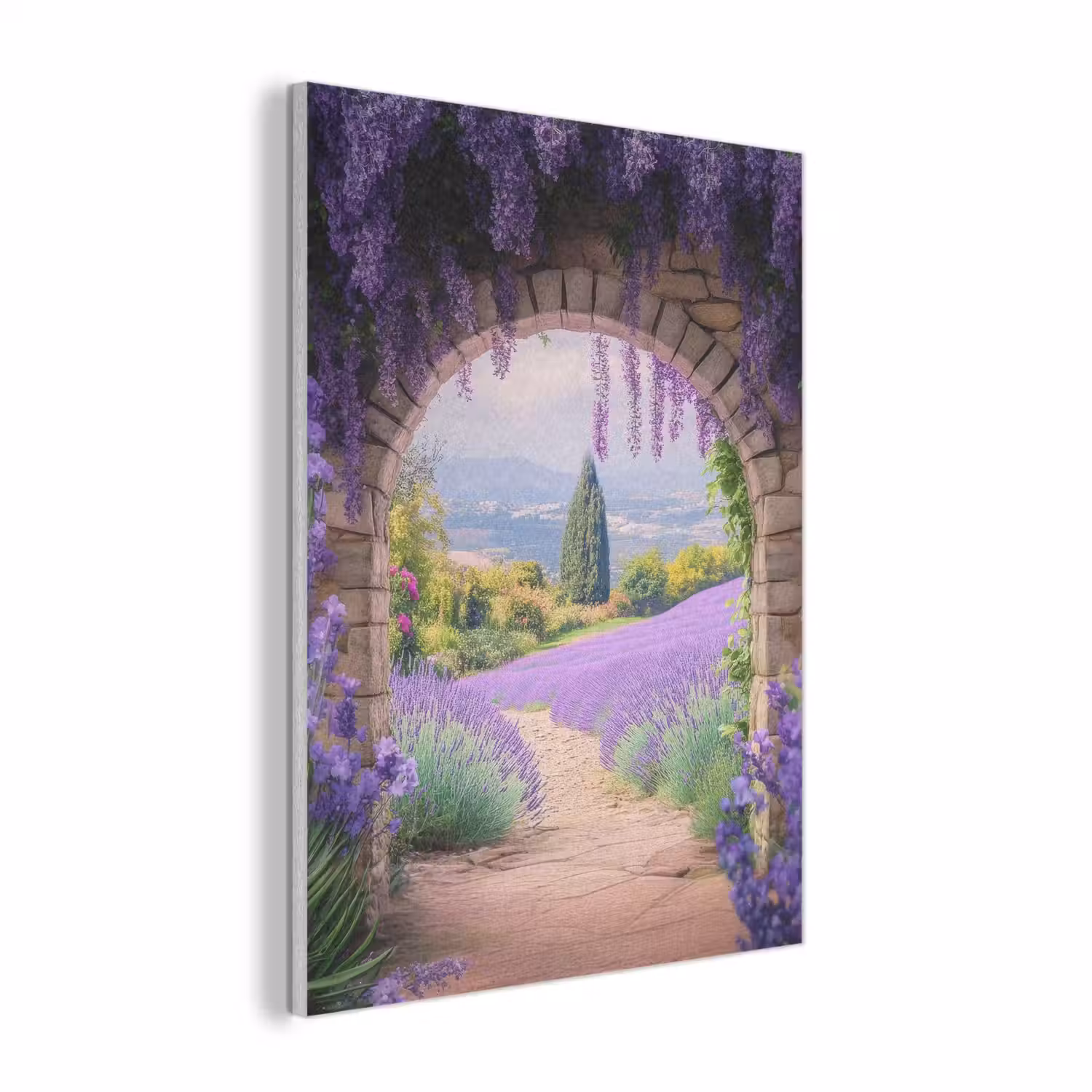 Doorkijk - Lavendel - Bloemen - Paars - Poort PET vilt klein -3d