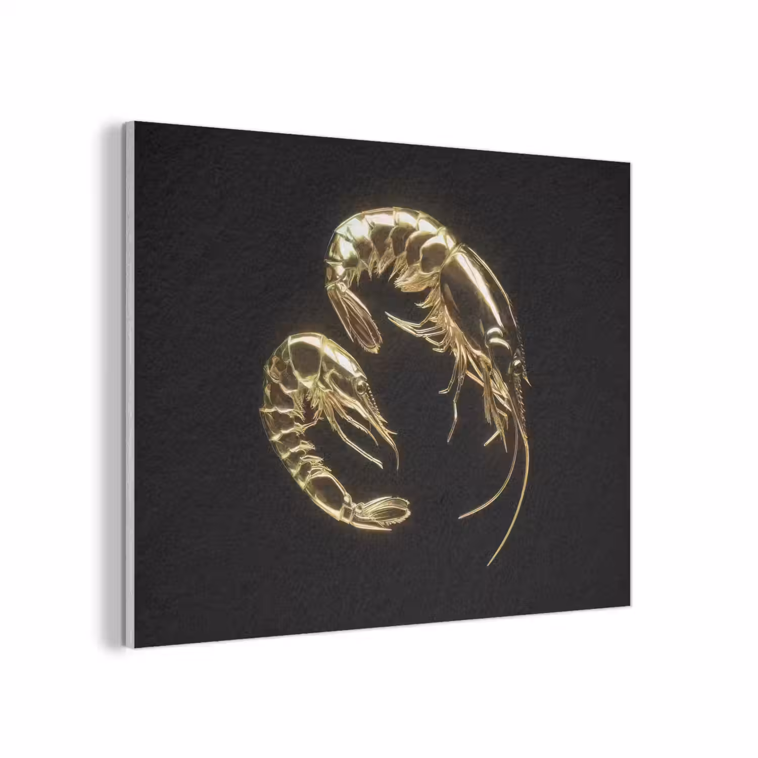 Garnalen - Zwart - Goud - Dieren PET vilt klein -3d