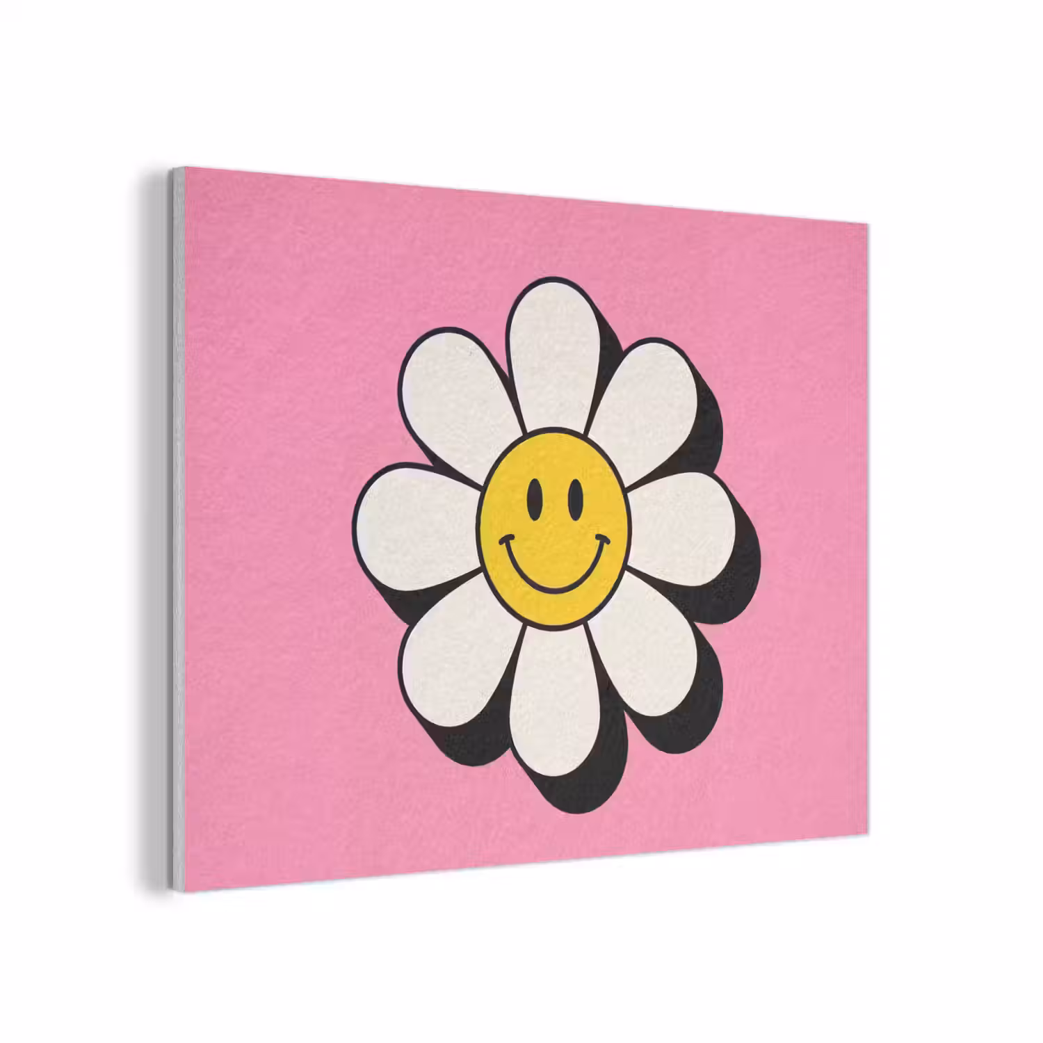 Smiley - Bloem - Roze PET vilt klein -3d