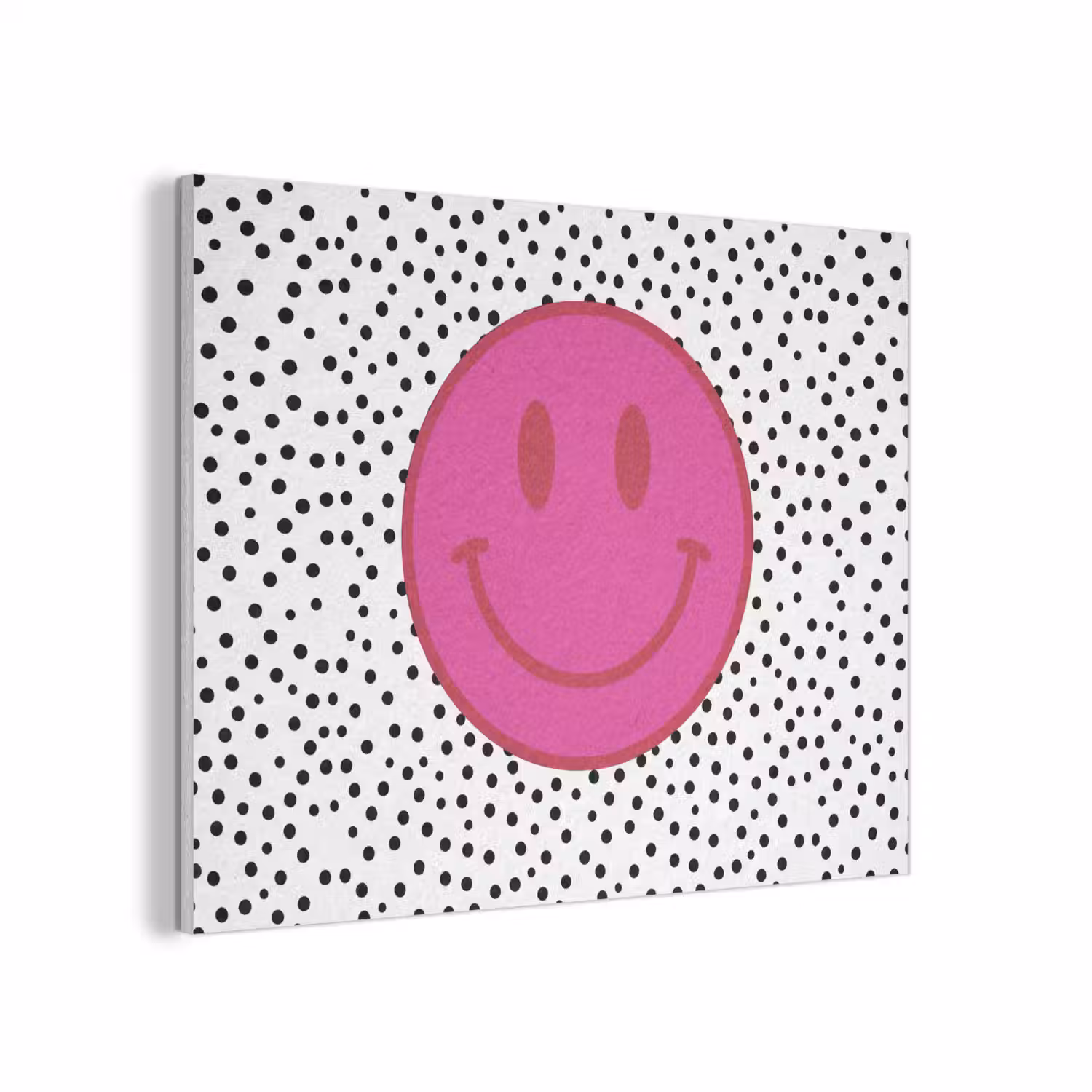 Smiley - Roze - Stippen PET vilt klein -3d