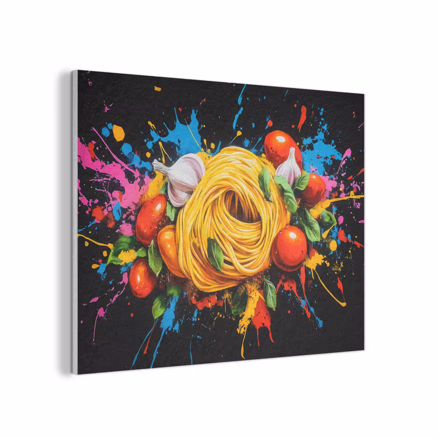 Spaghetti - Graffiti - Verf - Kleurrijk - Eten - Modern PET vilt klein -3d