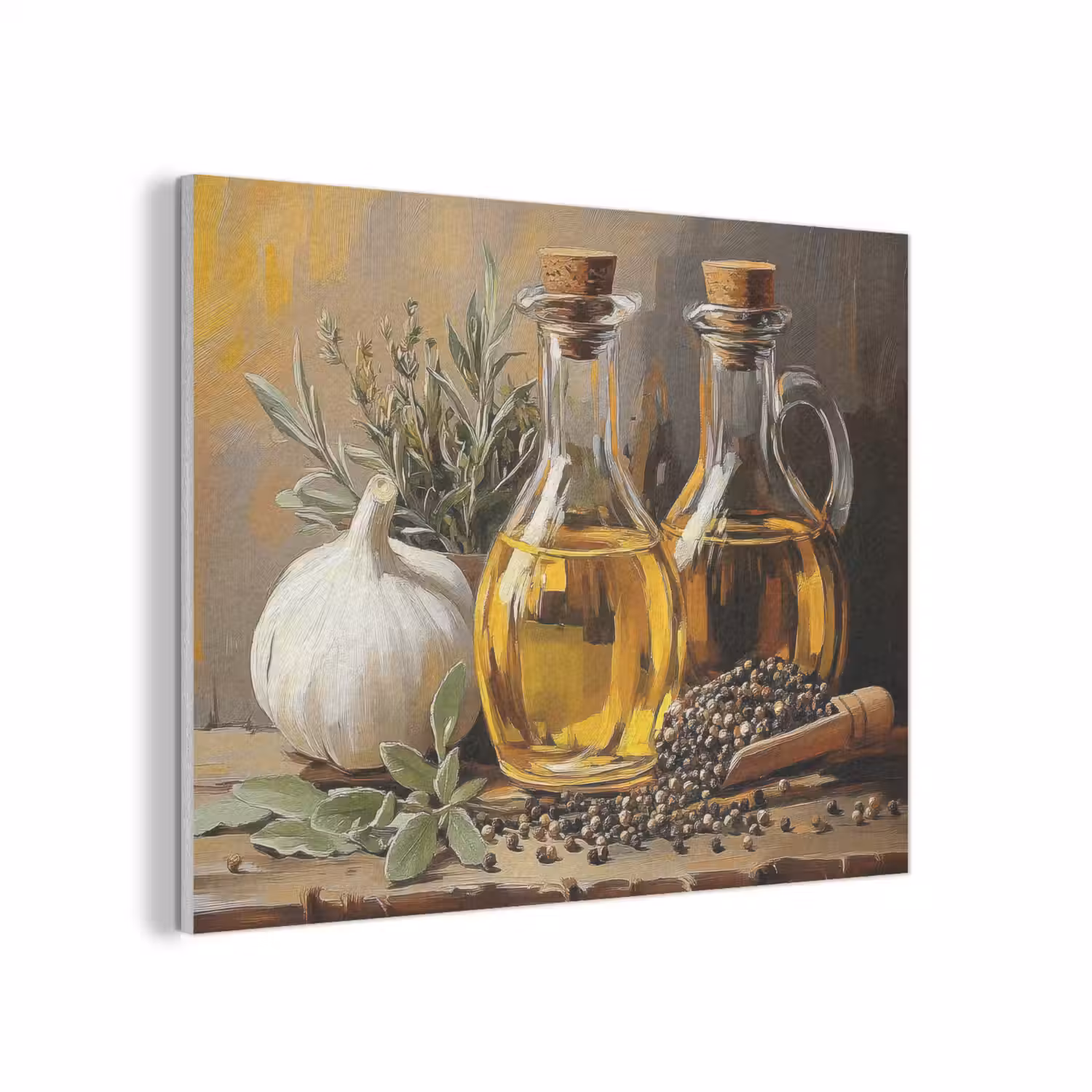 Stilleven - Olijfolie - Knoflook - Kruiden PET vilt klein -3d