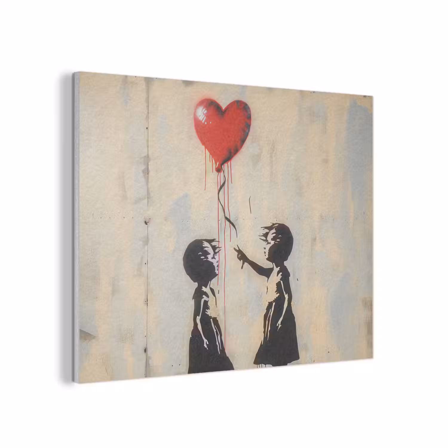 Street art - Banksy - Ballon - Graffiti - Retro PET vilt klein -3d