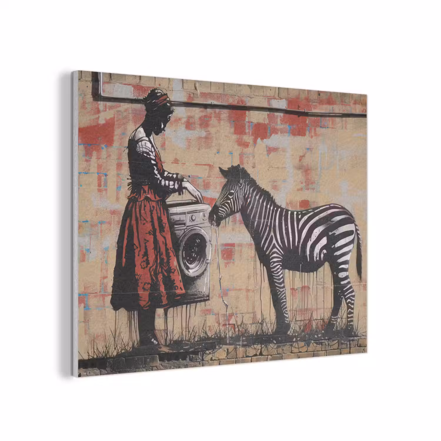 Street art - Zebra - Vrouw - Dieren - Graffiti - Banksy PET vilt klein -3d
