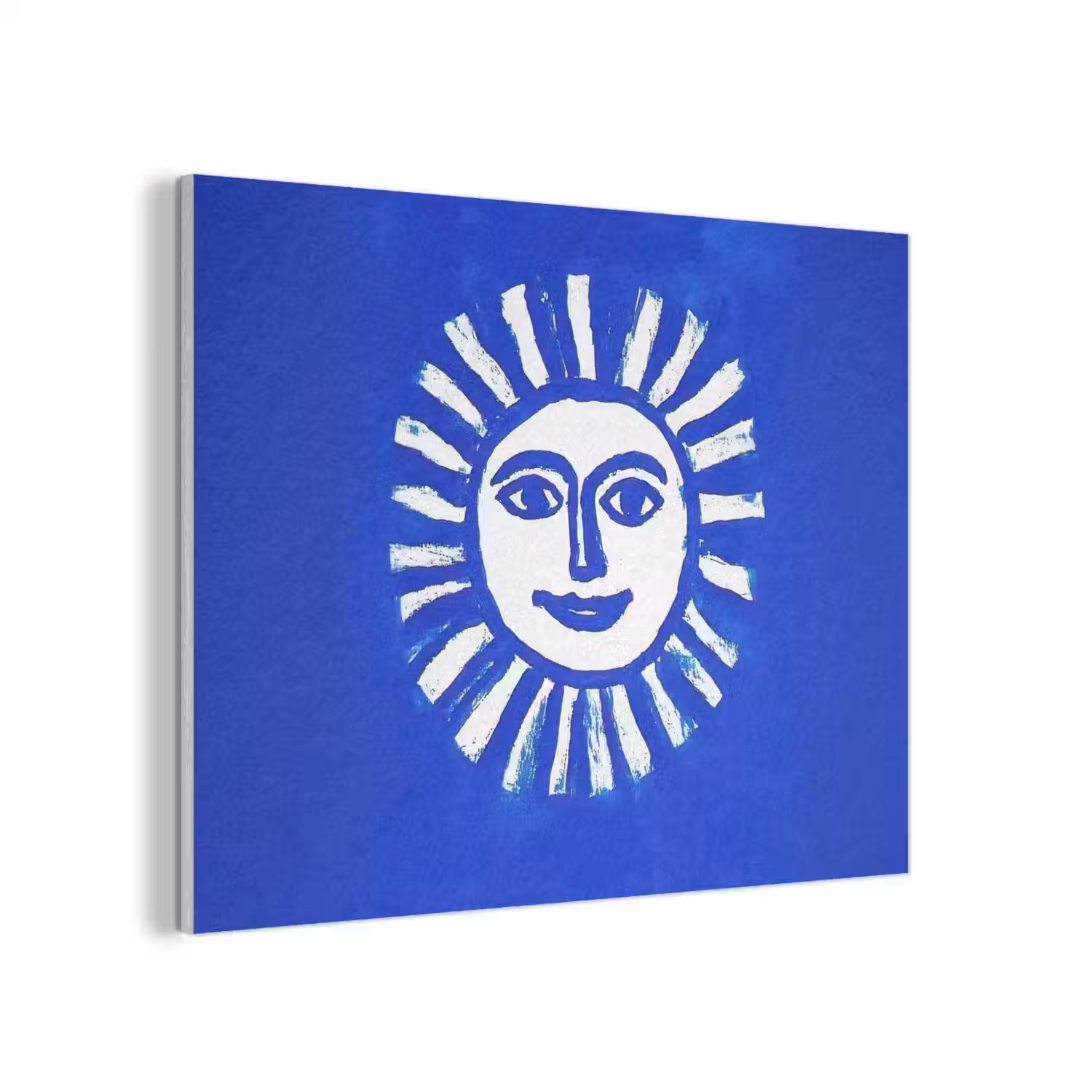 Zon - Gezicht - Penseelstructuur - Blauw PET vilt klein -3d