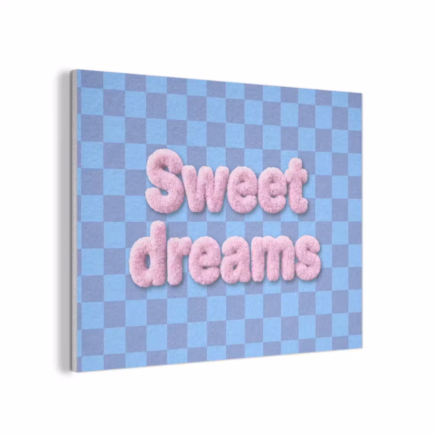 Sweet dreams - Vierkanten - Roze - Blauw PET vilt klein -3d