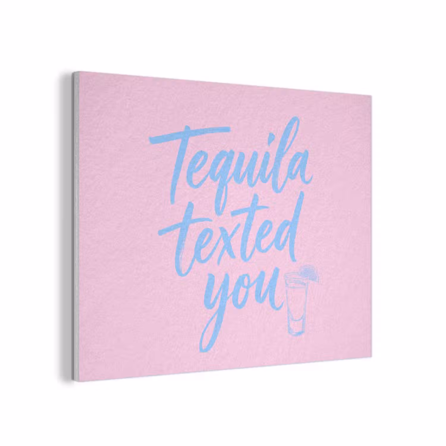 Tequila texted you - Roze - Blauw PET vilt klein -3d