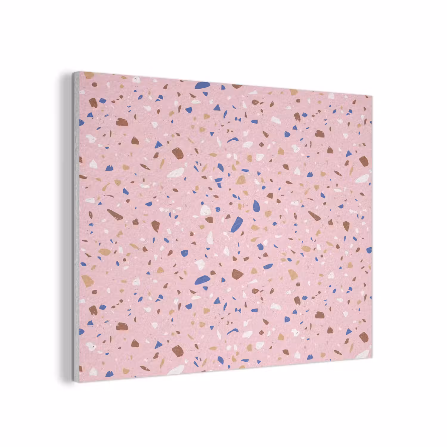 Terrazzo - Patroon - Kleurrijk - Roze PET vilt klein 837 -3d