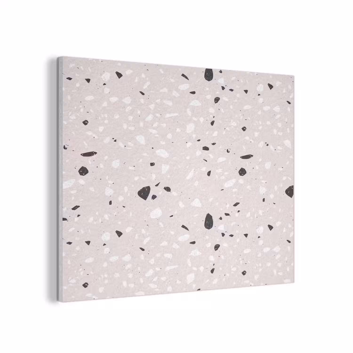 Terrazzo - Patroon - Zacht - Zwart - Wit PET vilt klein 837 -3d