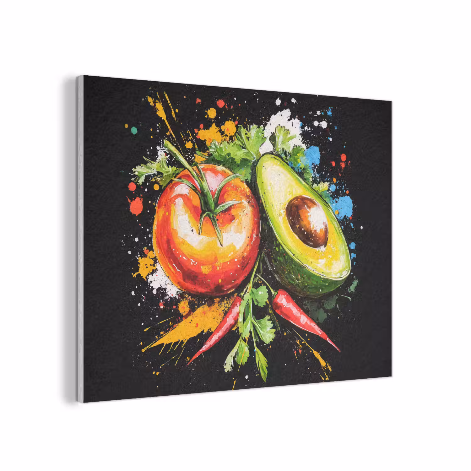 Tomaat - Avocado - Peper - Graffiti - Verf - Modern PET vilt klein -3d