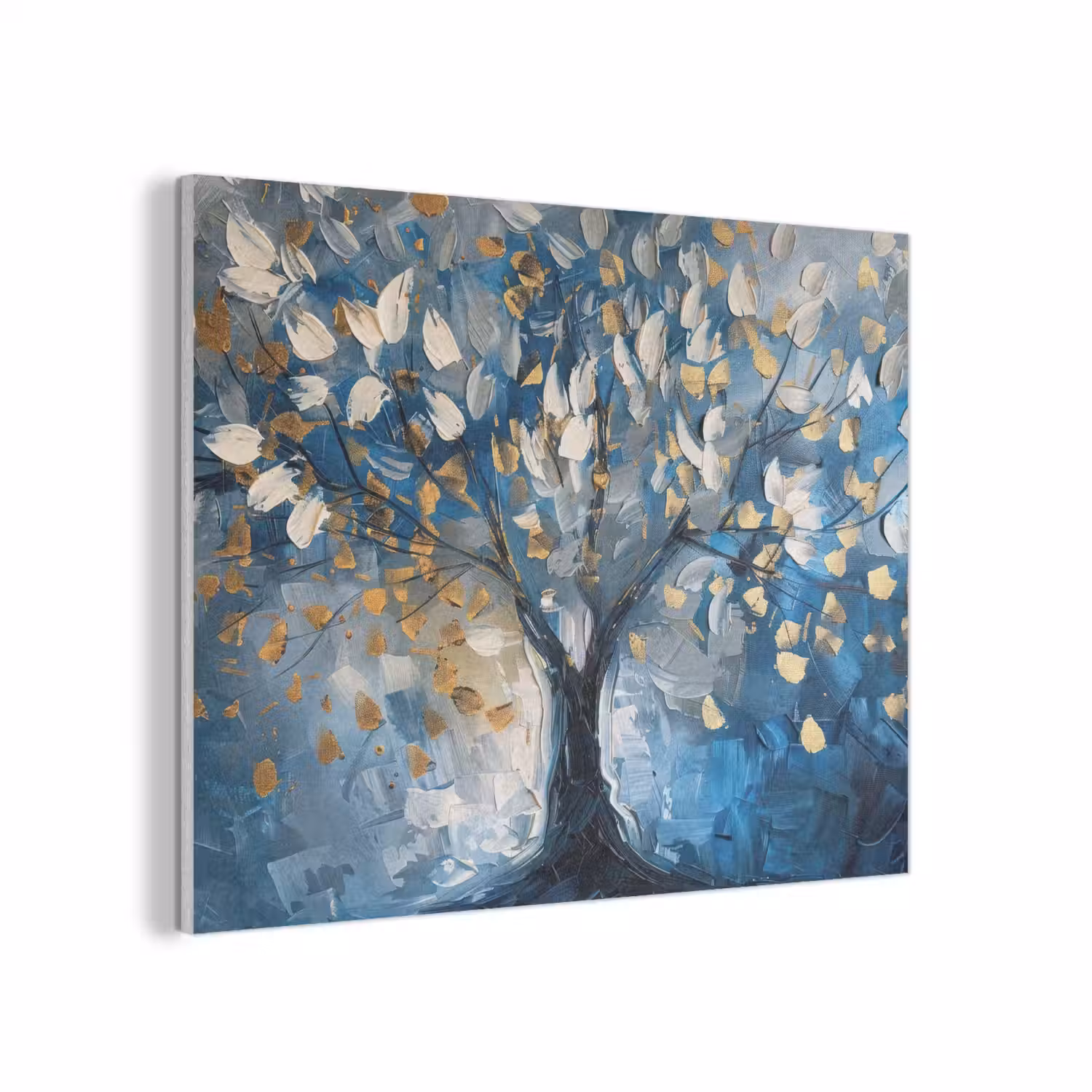 Boom - Blauw - Goud - Abstract PET vilt klein -3d
