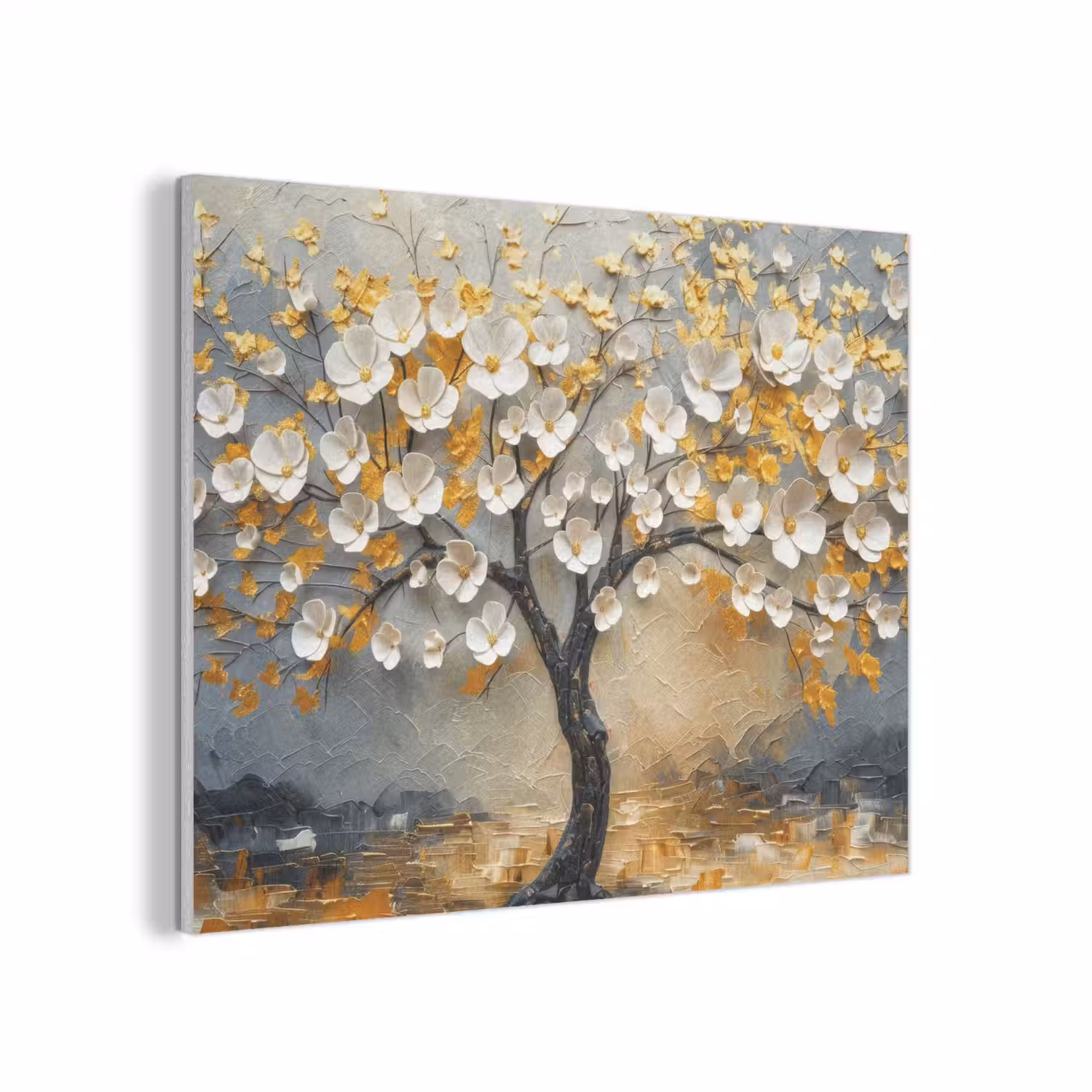 Boom - Bloemen - Goud - Beige PET vilt klein -3d