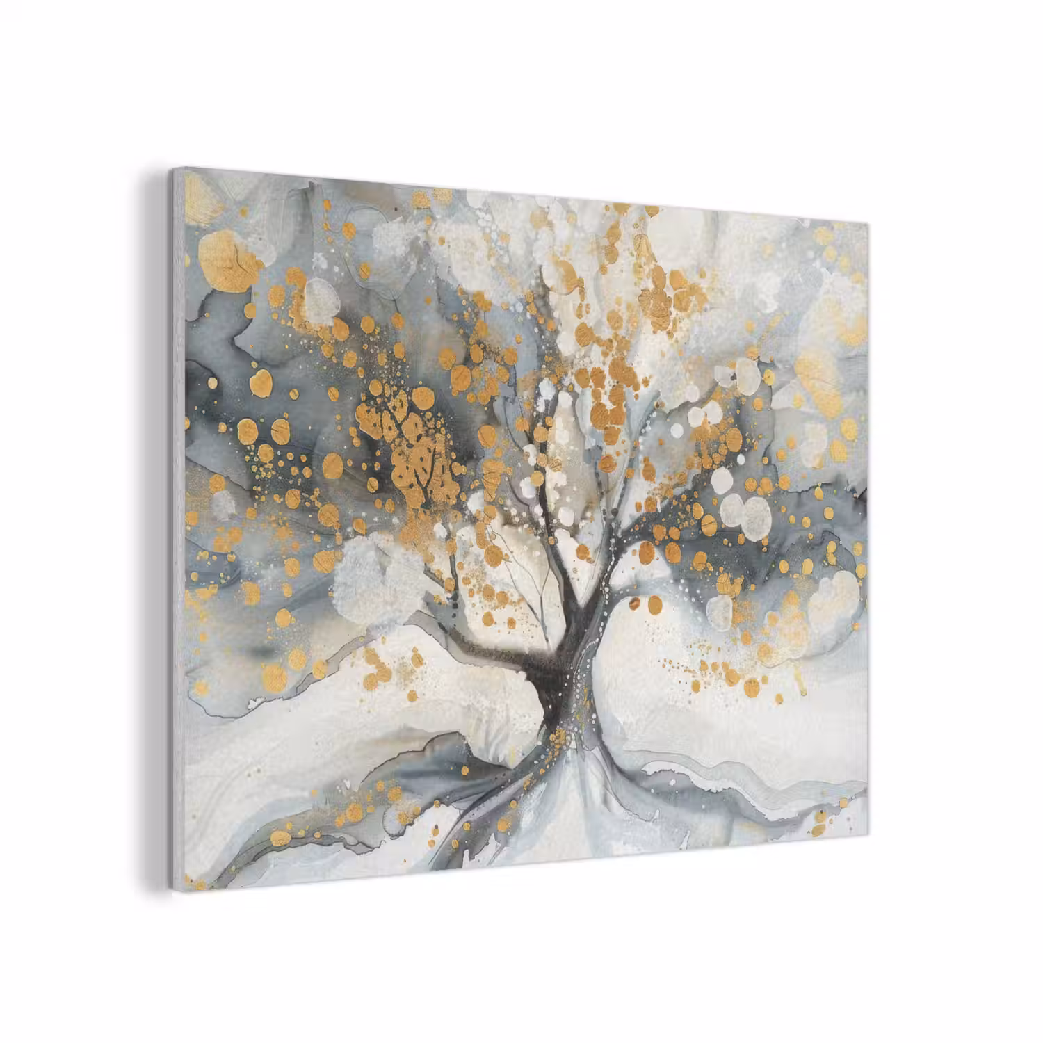 Boom - Modern - Abstract - Goud - Zwart - Wit PET vilt klein -3d