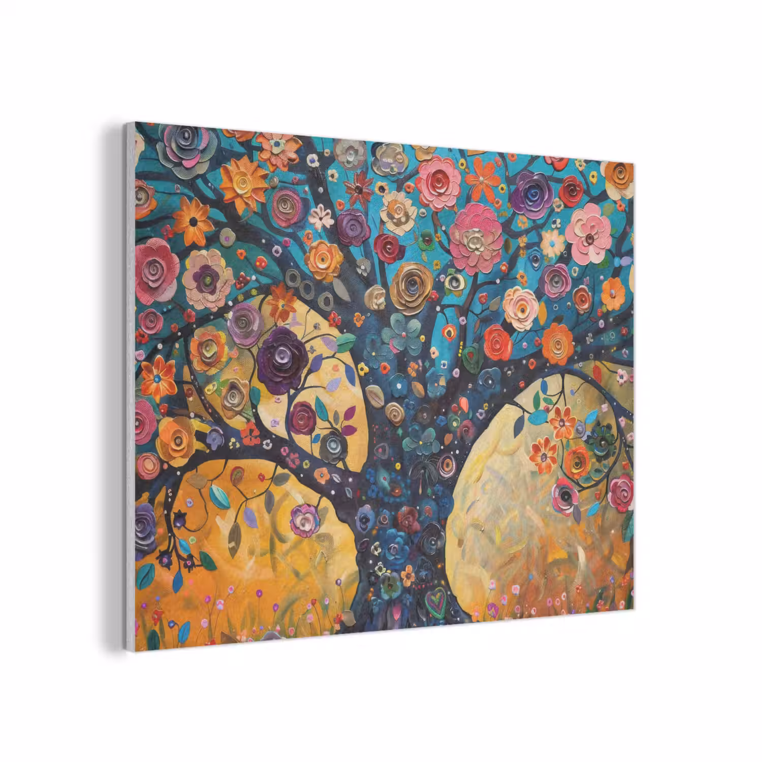 Boom - Levensboom - Kleurrijk - Bloemen - Modern PET vilt klein -3d