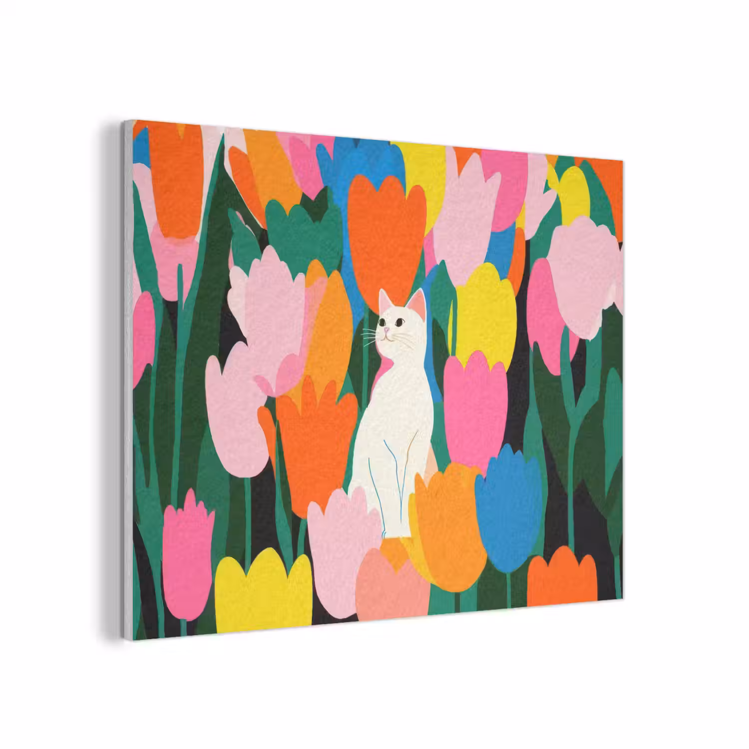 Tulpen - Kat - Kleurrijk PET vilt klein -3d