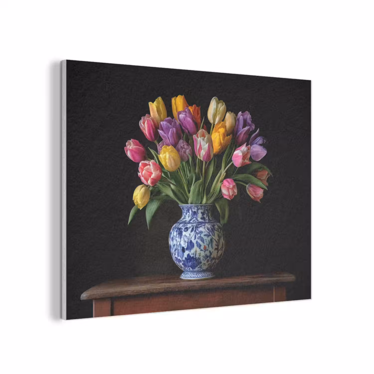 Tulpen - Kleuren - Hout - Vaas PET vilt klein -3d